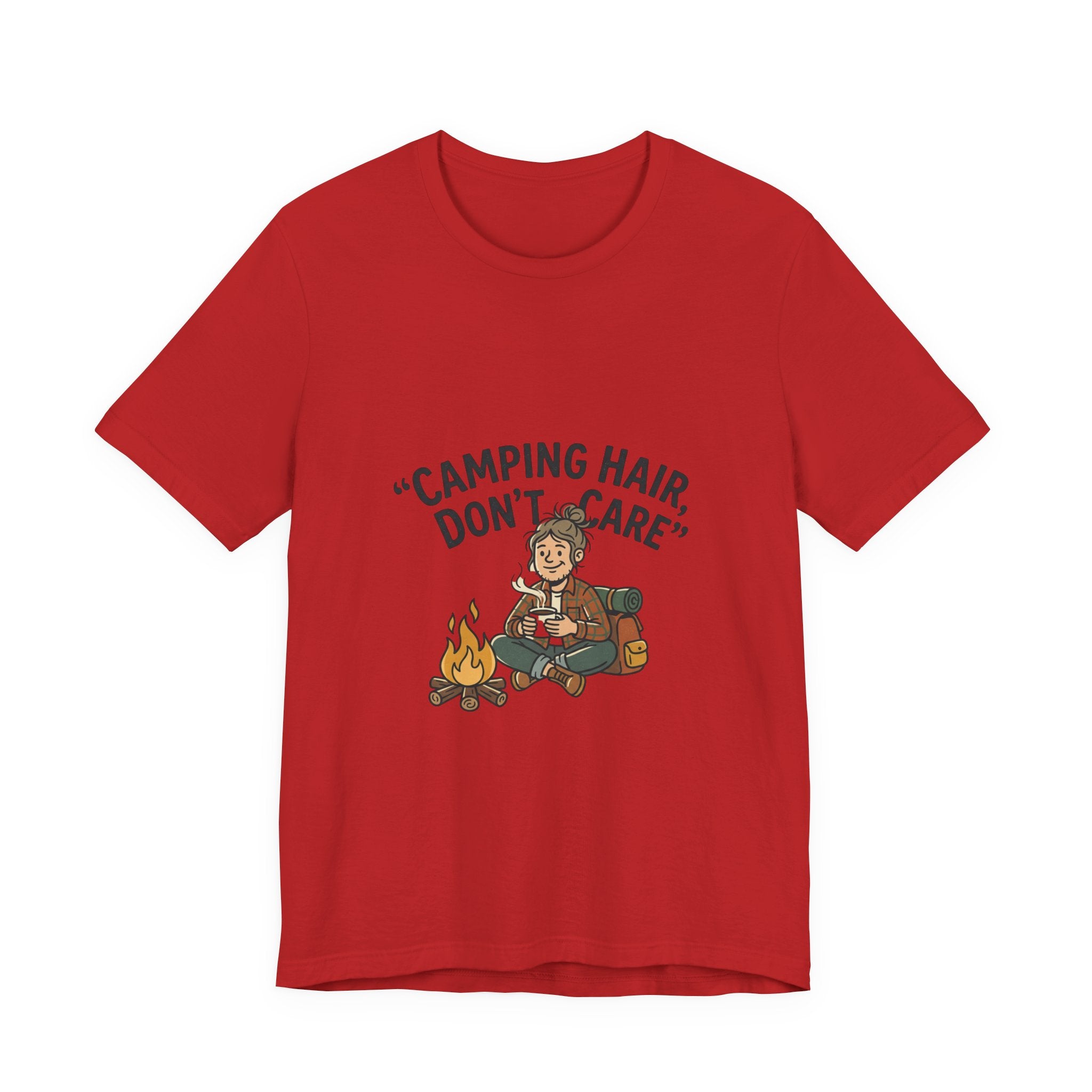 Camping Hair Don't Care T-Shirt - Funny Camper Graphic Tee for Outdoor Lovers