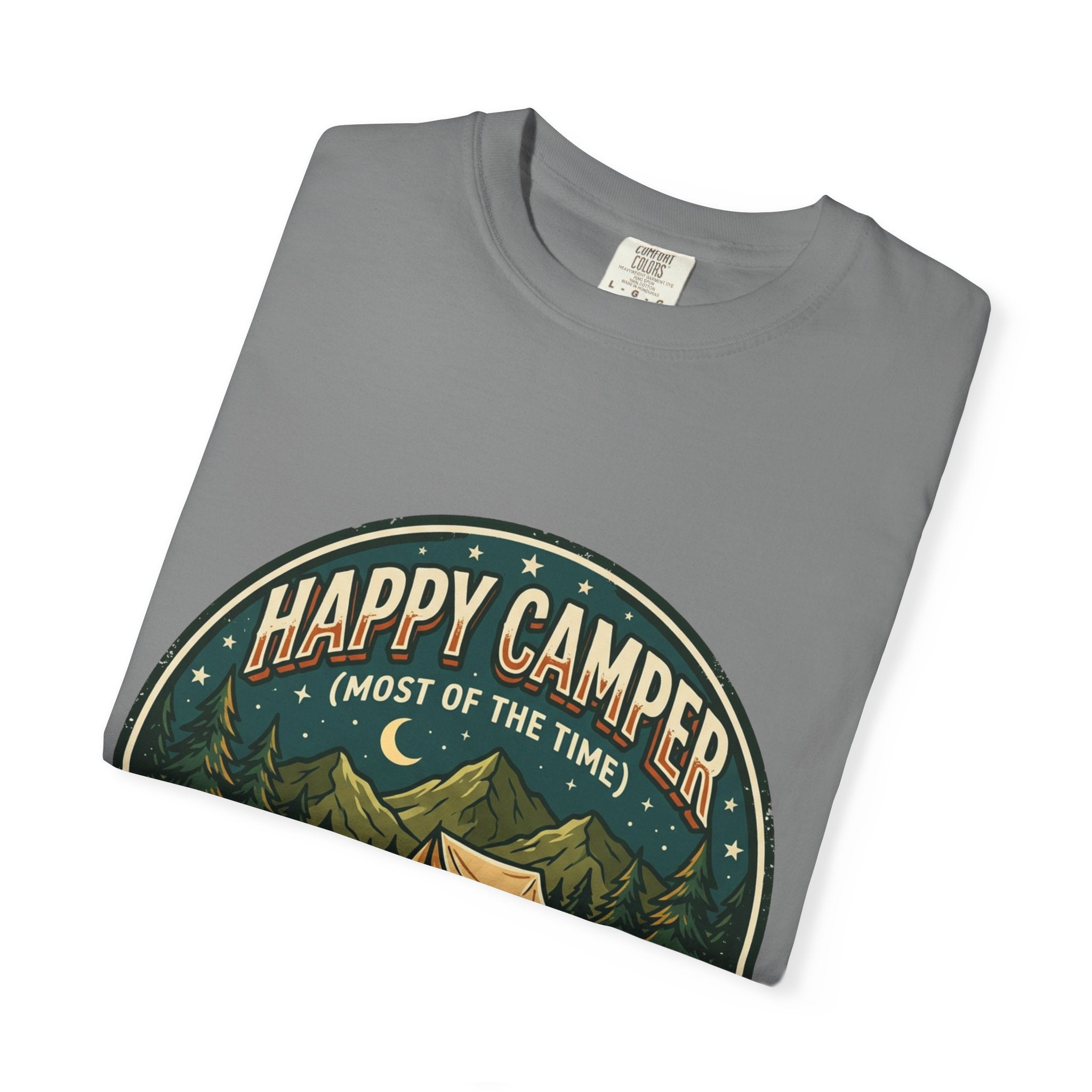 Happy Camper T-Shirt — Campfire Tent Graphic Tee