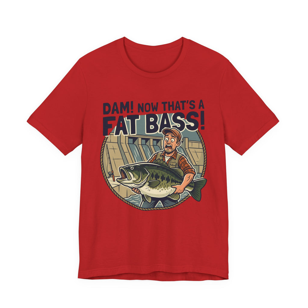 Fishing T‑Shirt – "Dam! Now That’s a Fat Bass!" Retro Angler Tee