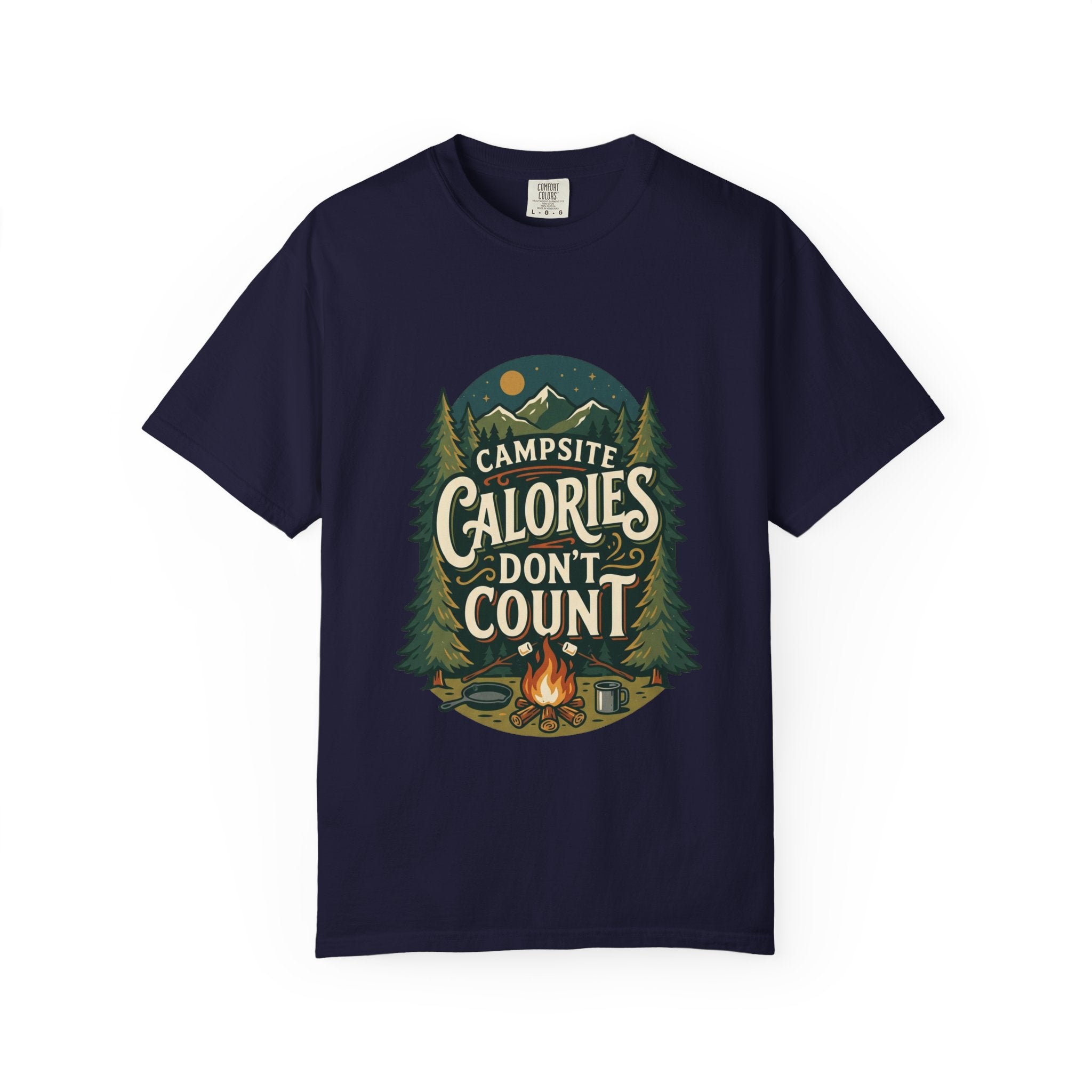 Campsite Calories Don’t Count Graphic T-Shirt — Camping Campfire Outdoors Tee