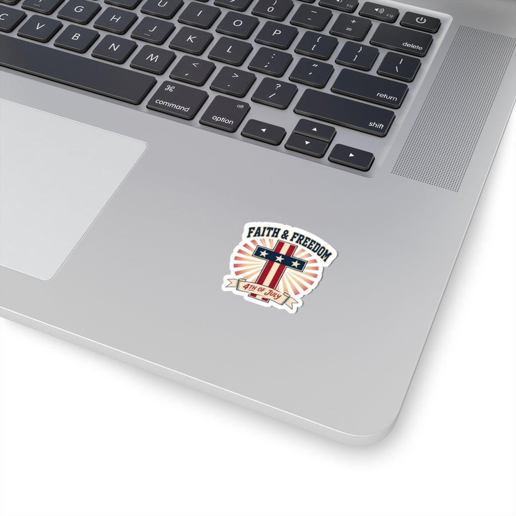 Faith & Freedom Cross Sticker | Patriotic, Faith-Based 4th of July