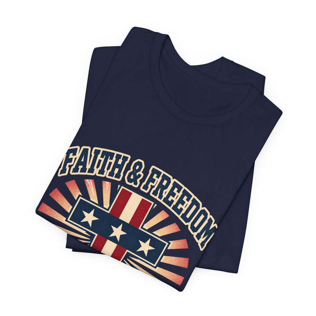 Faith & Freedom Cross Tee | Patriotic, Faith-Based July 4th Vintage Americana