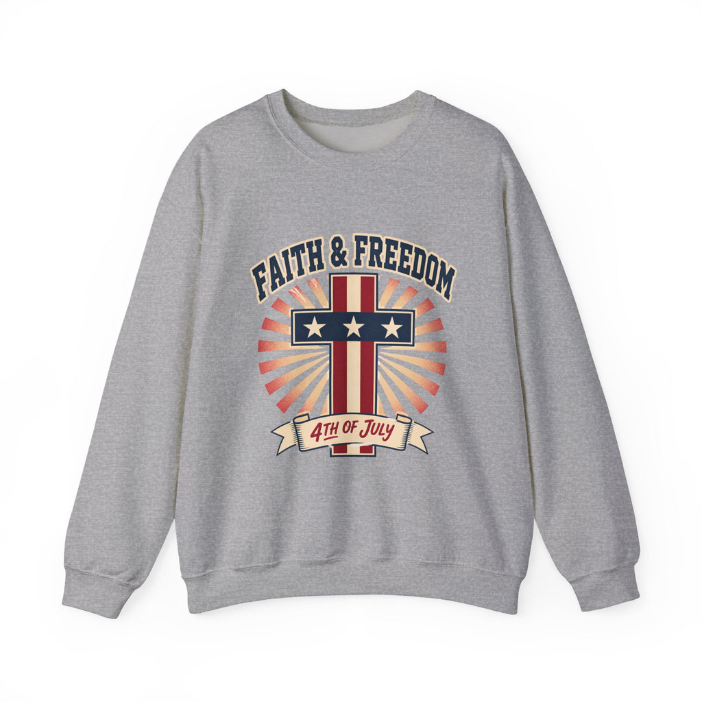Faith & Freedom Cross Crewneck Sweatshirt | patriotic, vintage Americana