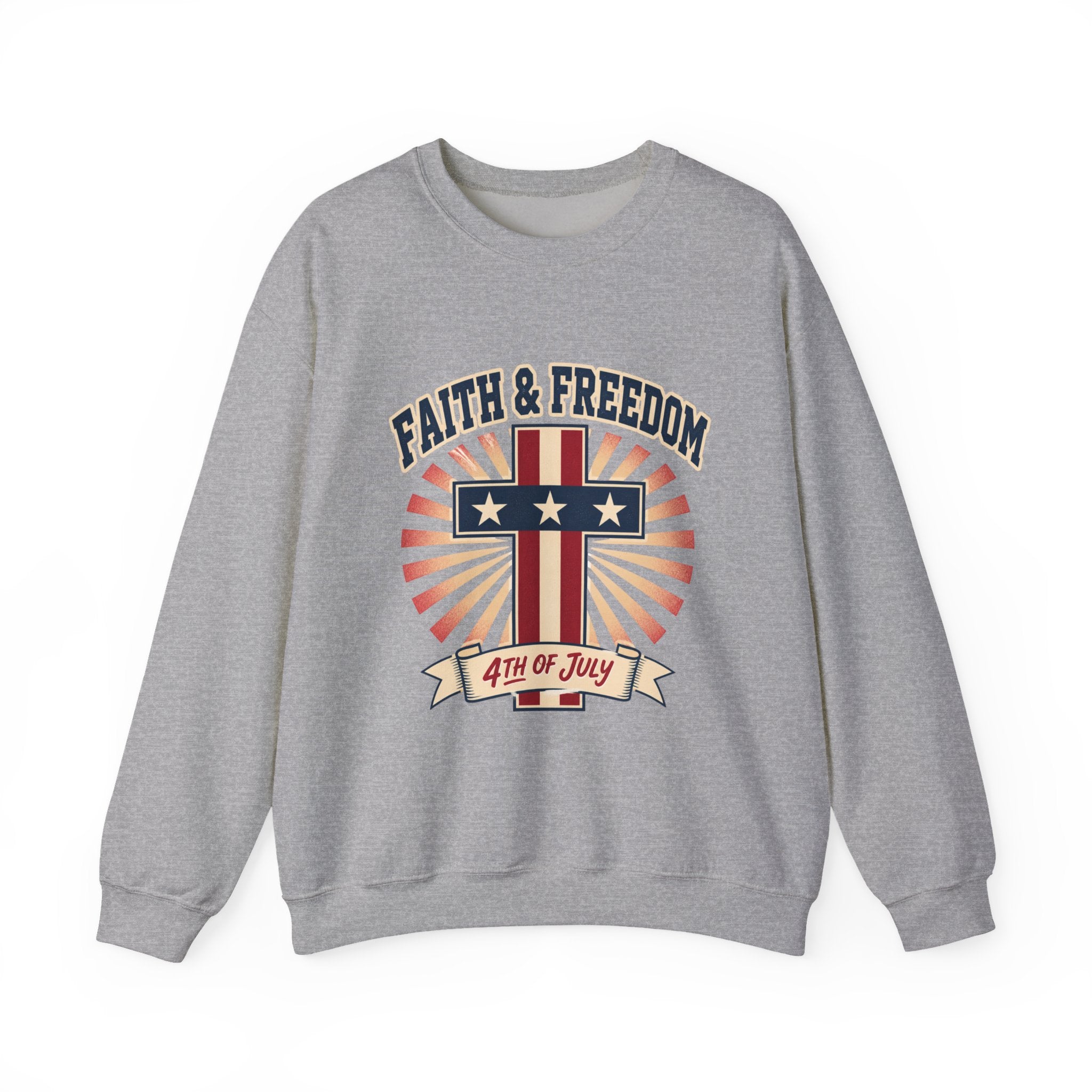 Faith & Freedom Cross Crewneck Sweatshirt | patriotic, vintage Americana