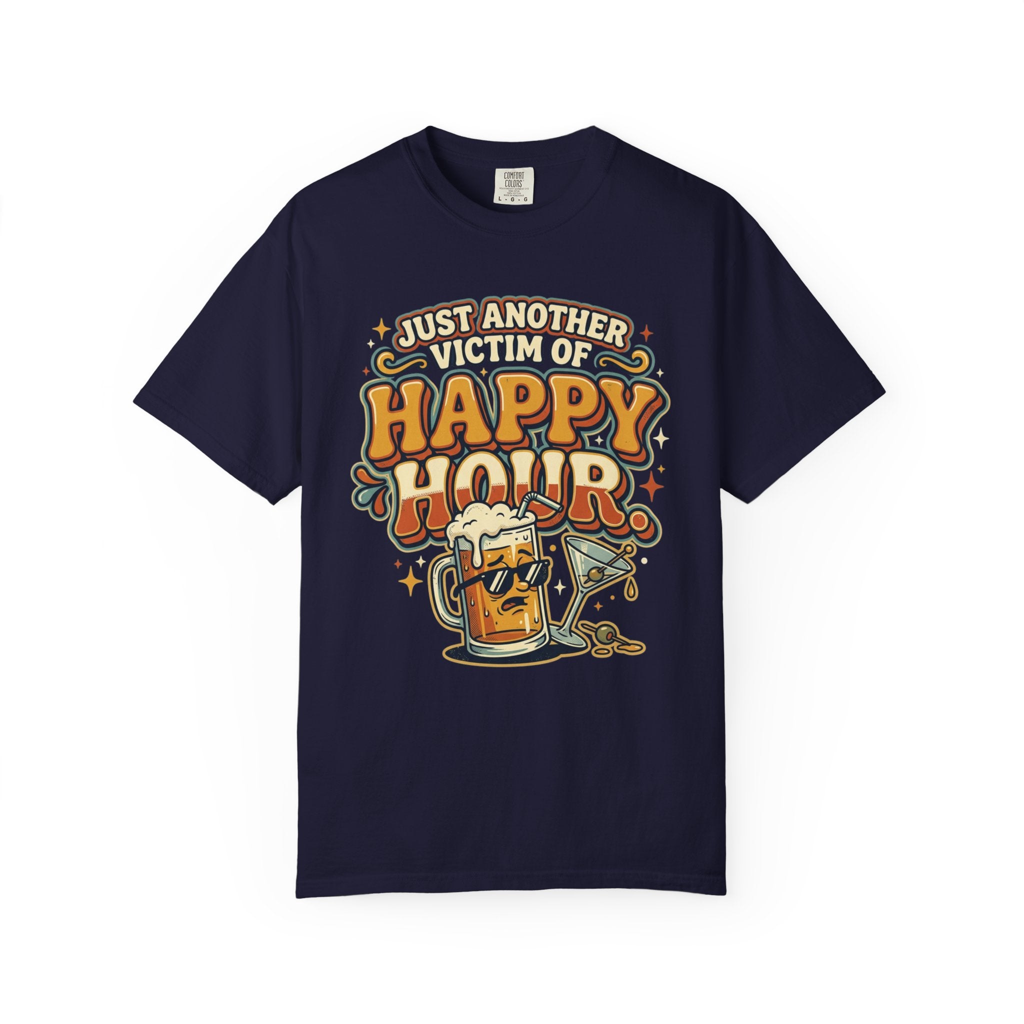 Happy Hour T-Shirt — "Just Another Victim of Happy Hour" Funny Bar Tee