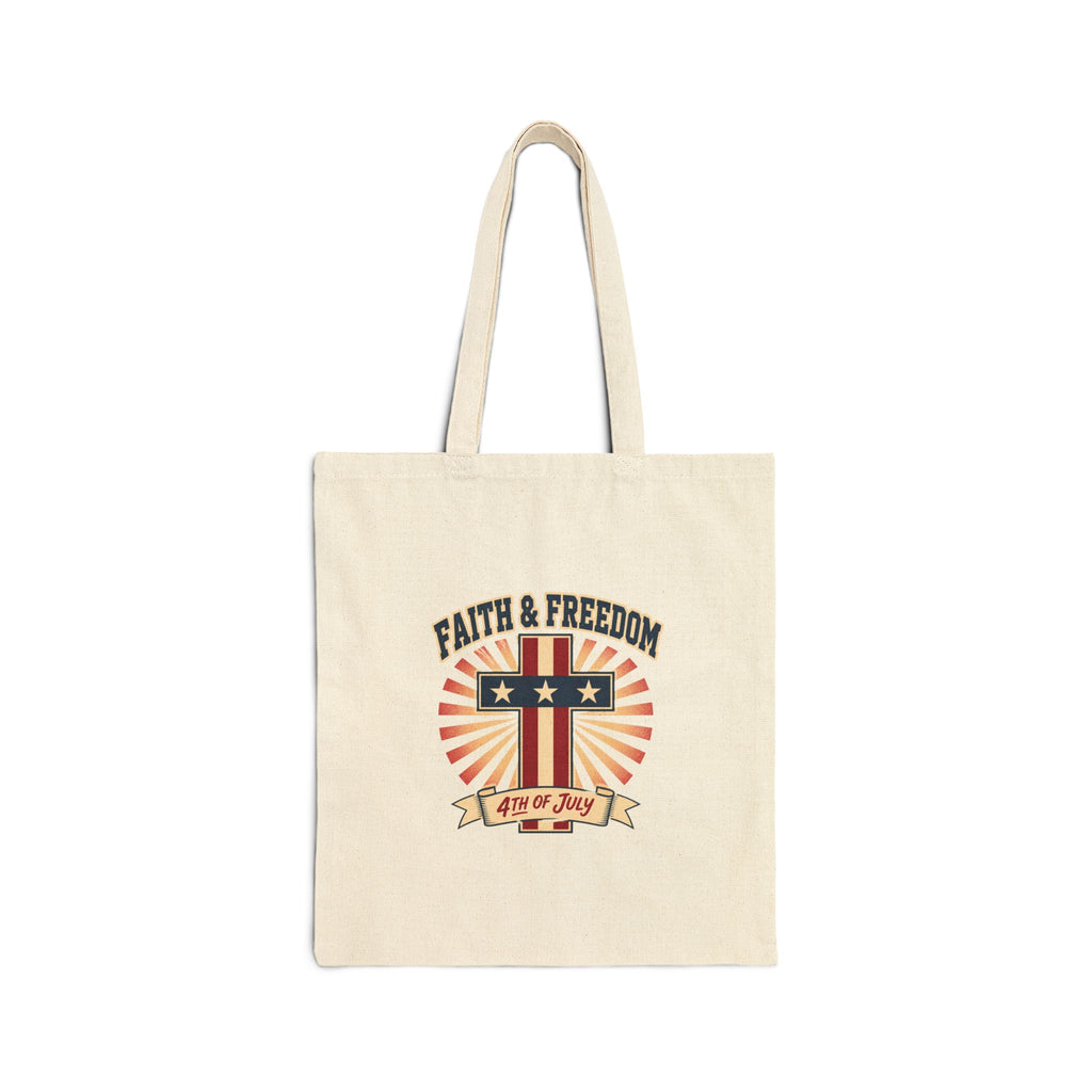 Faith & Freedom Retro Patriotic Tote | July 4th, vintage Americana