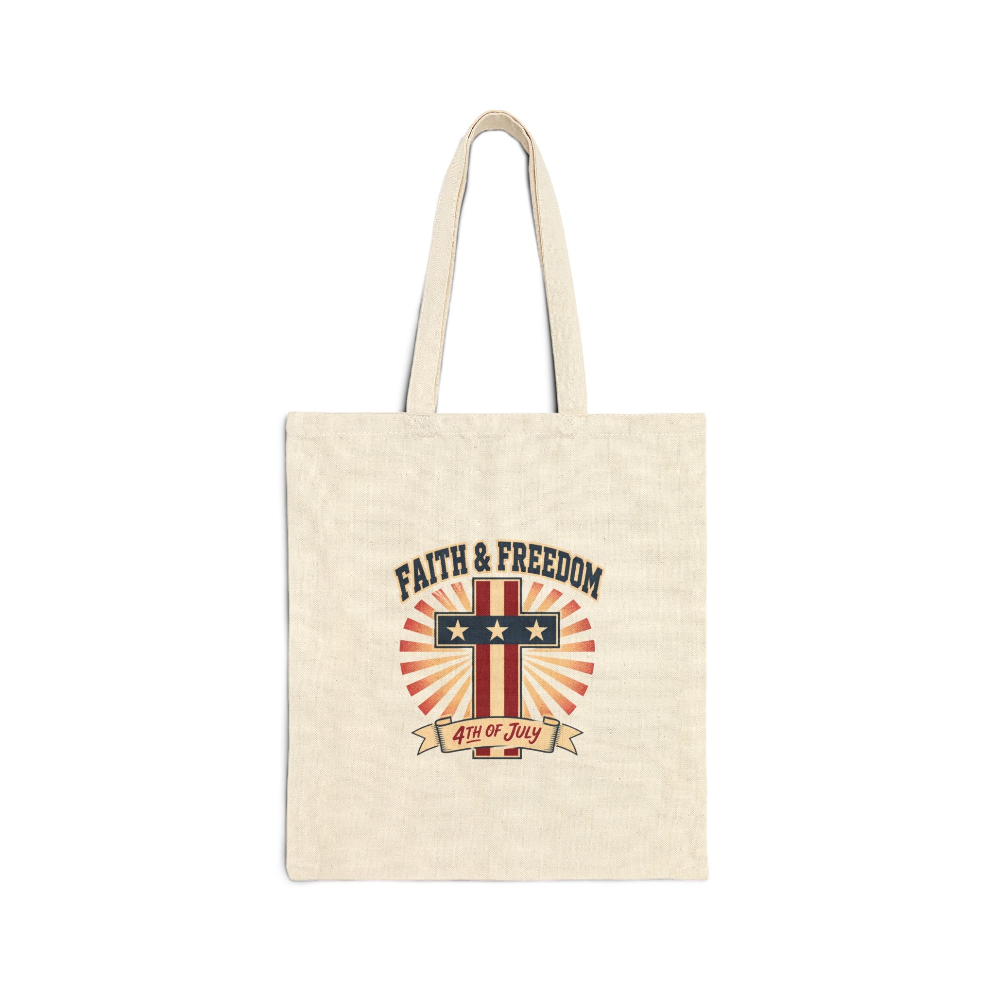 Faith & Freedom Retro Patriotic Tote | July 4th, vintage Americana
