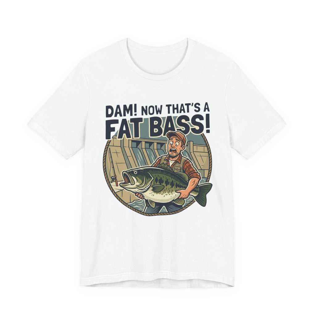 Fishing T‑Shirt – "Dam! Now That’s a Fat Bass!" Retro Angler Tee