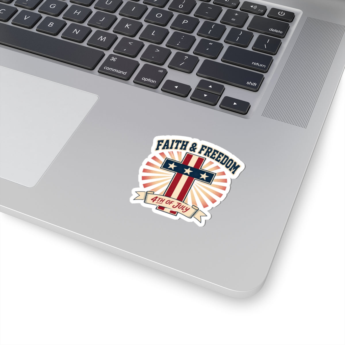 Faith & Freedom Cross Sticker | Patriotic, Faith-Based 4th of July
