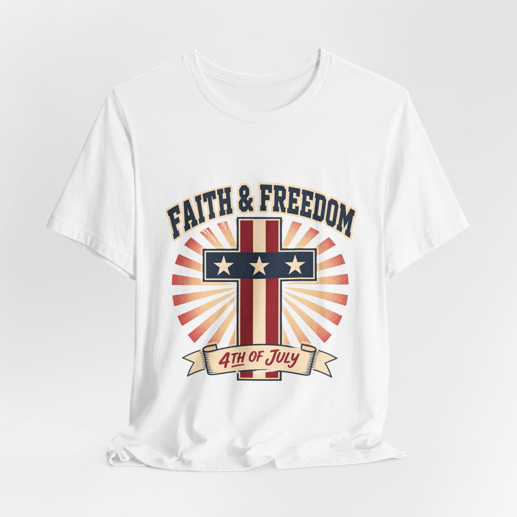 Faith & Freedom Cross Tee | Patriotic, Faith-Based July 4th Vintage Americana