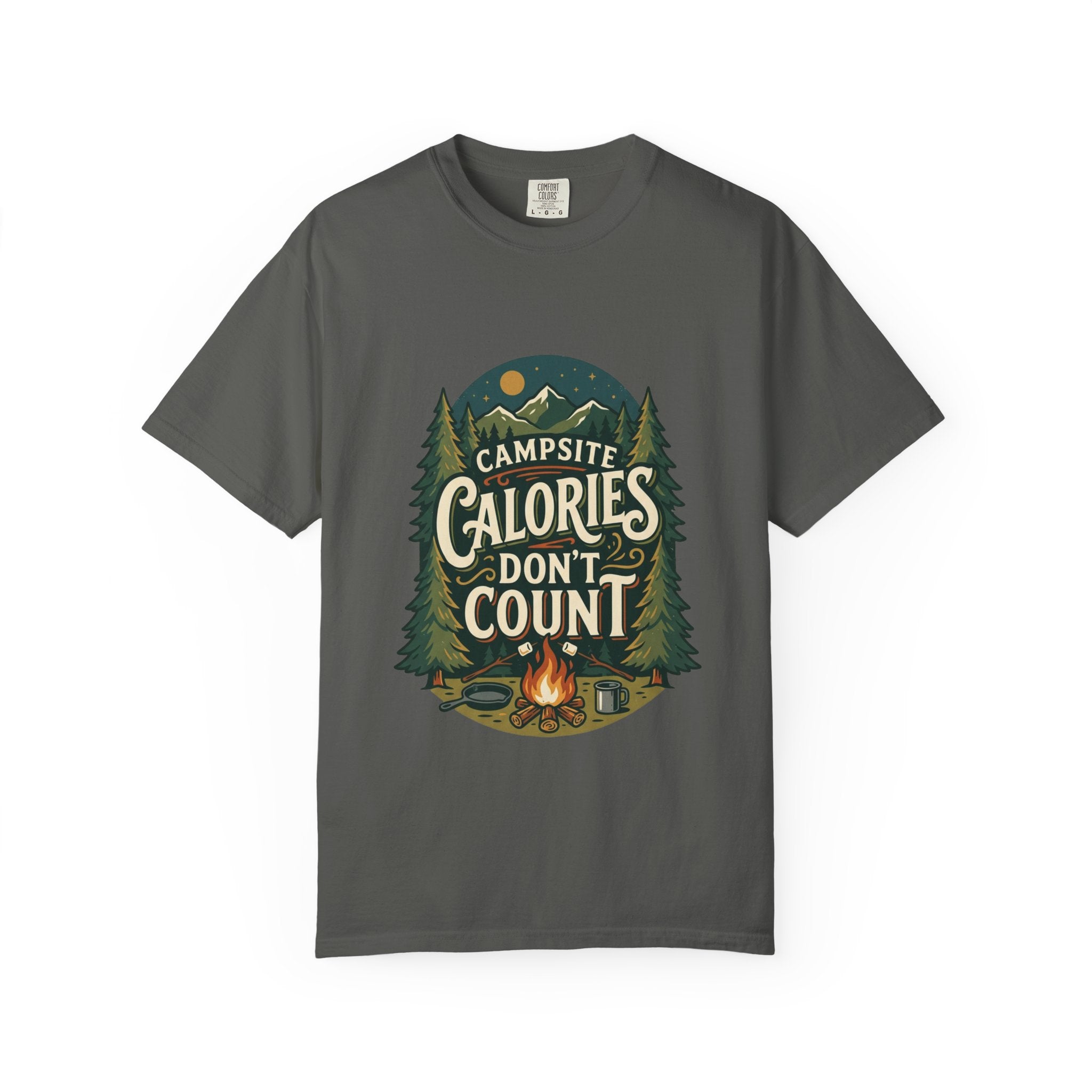 Campsite Calories Don’t Count Graphic T-Shirt — Camping Campfire Outdoors Tee