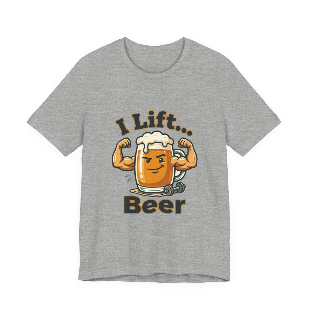 I Lift Beer T-Shirt — Funny Beer Mug Fitness Tee