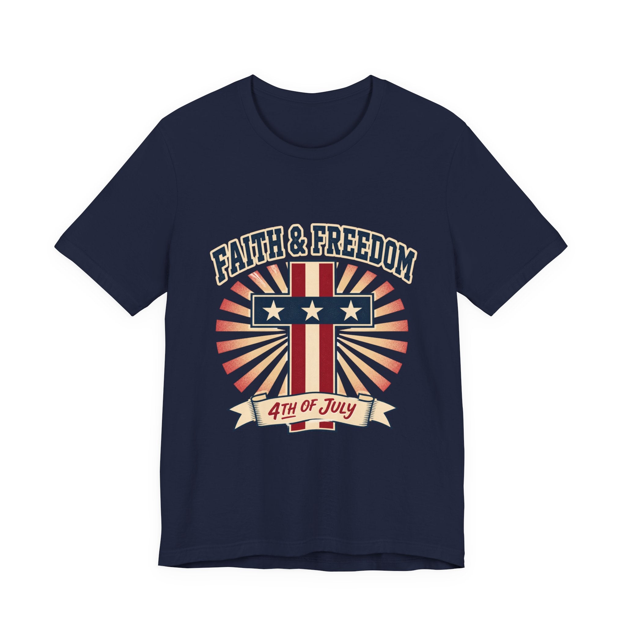 Faith & Freedom Cross Tee | Patriotic, Faith-Based July 4th Vintage Americana