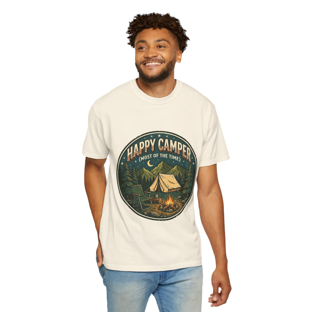 Happy Camper T-Shirt — Campfire Tent Graphic Tee
