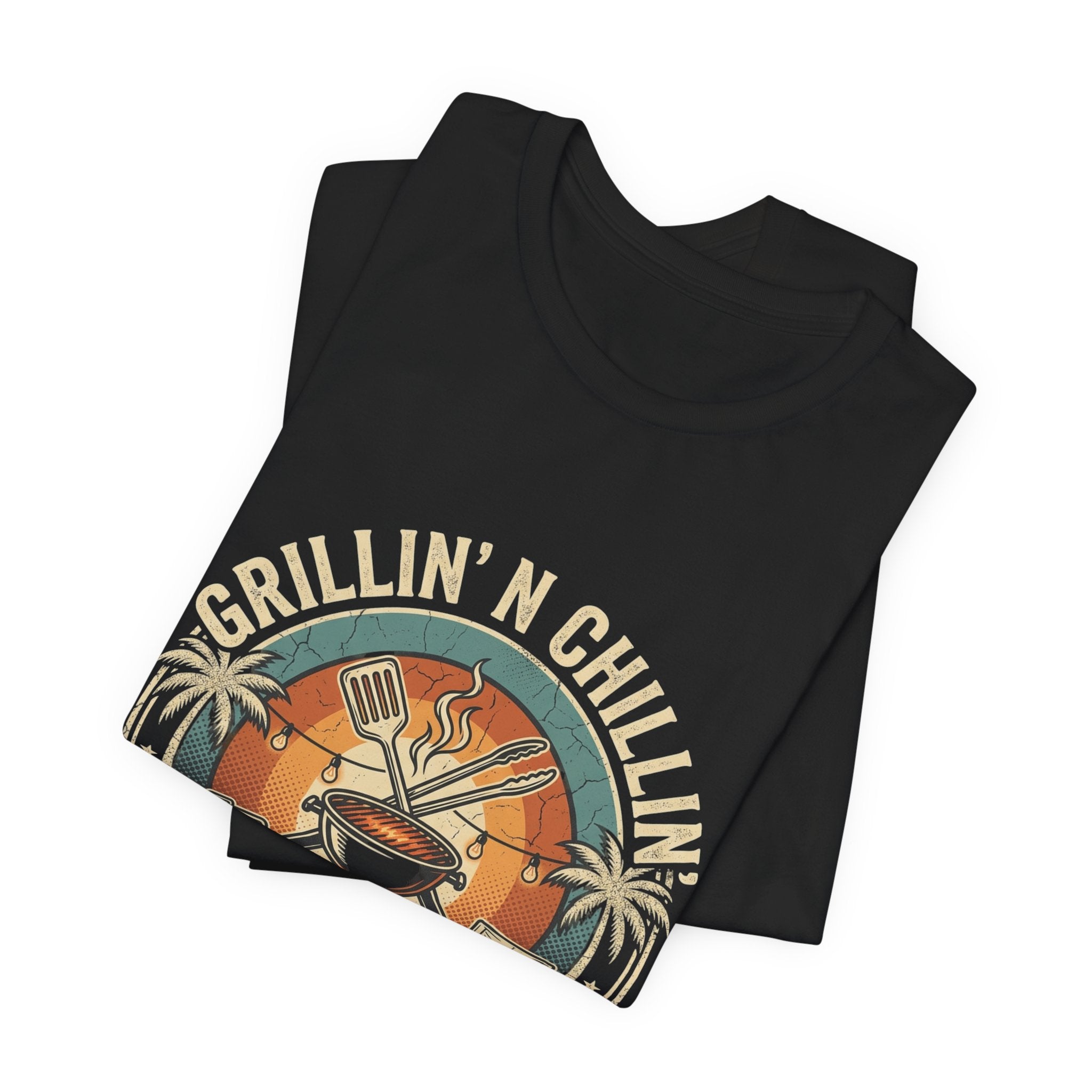 Grillin' N Chillin' T-Shirt - Vintage BBQ Grill Tee for Summer Cookouts