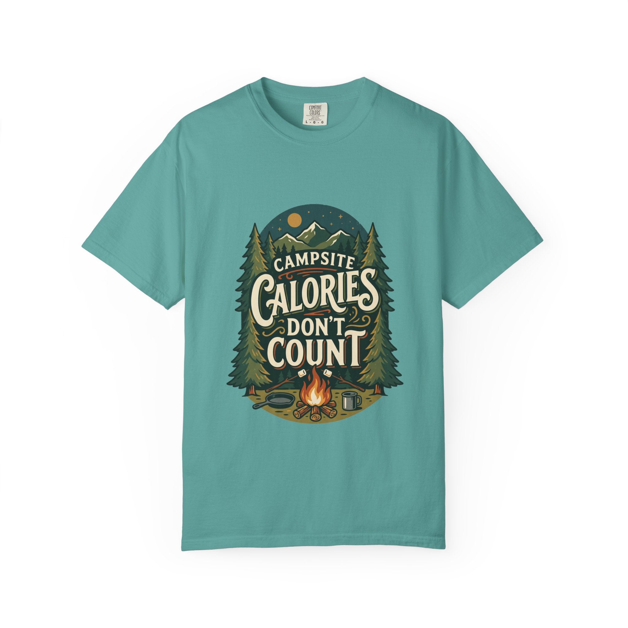 Campsite Calories Don’t Count Graphic T-Shirt — Camping Campfire Outdoors Tee