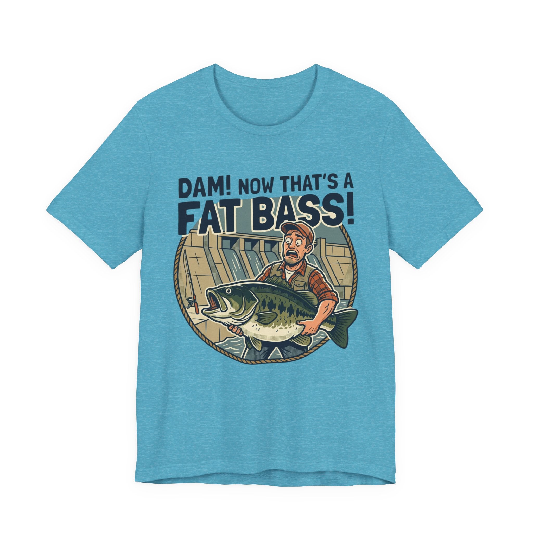 Fishing T‑Shirt – "Dam! Now That’s a Fat Bass!" Retro Angler Tee