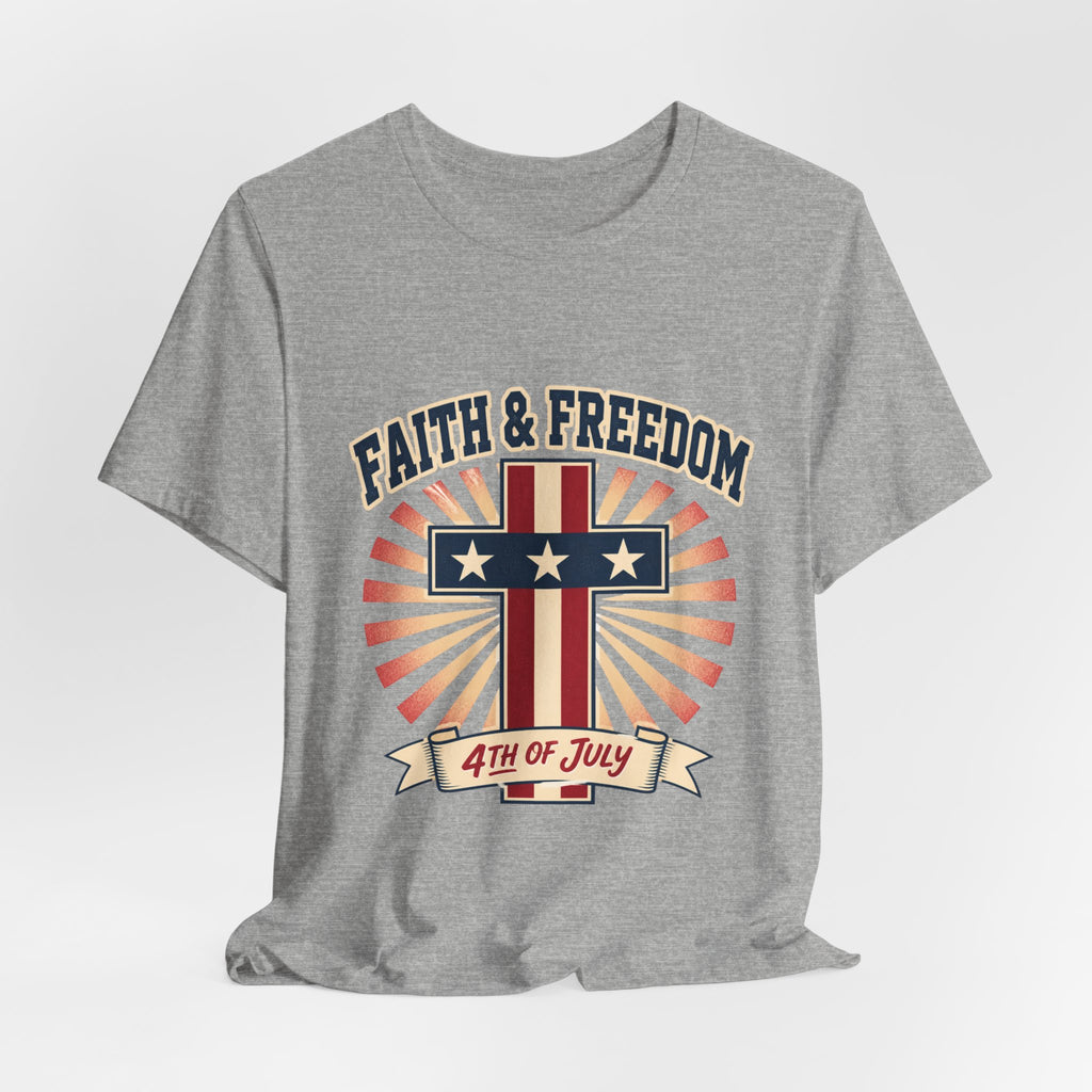 Faith & Freedom Cross Tee | Patriotic, Faith-Based July 4th Vintage Americana