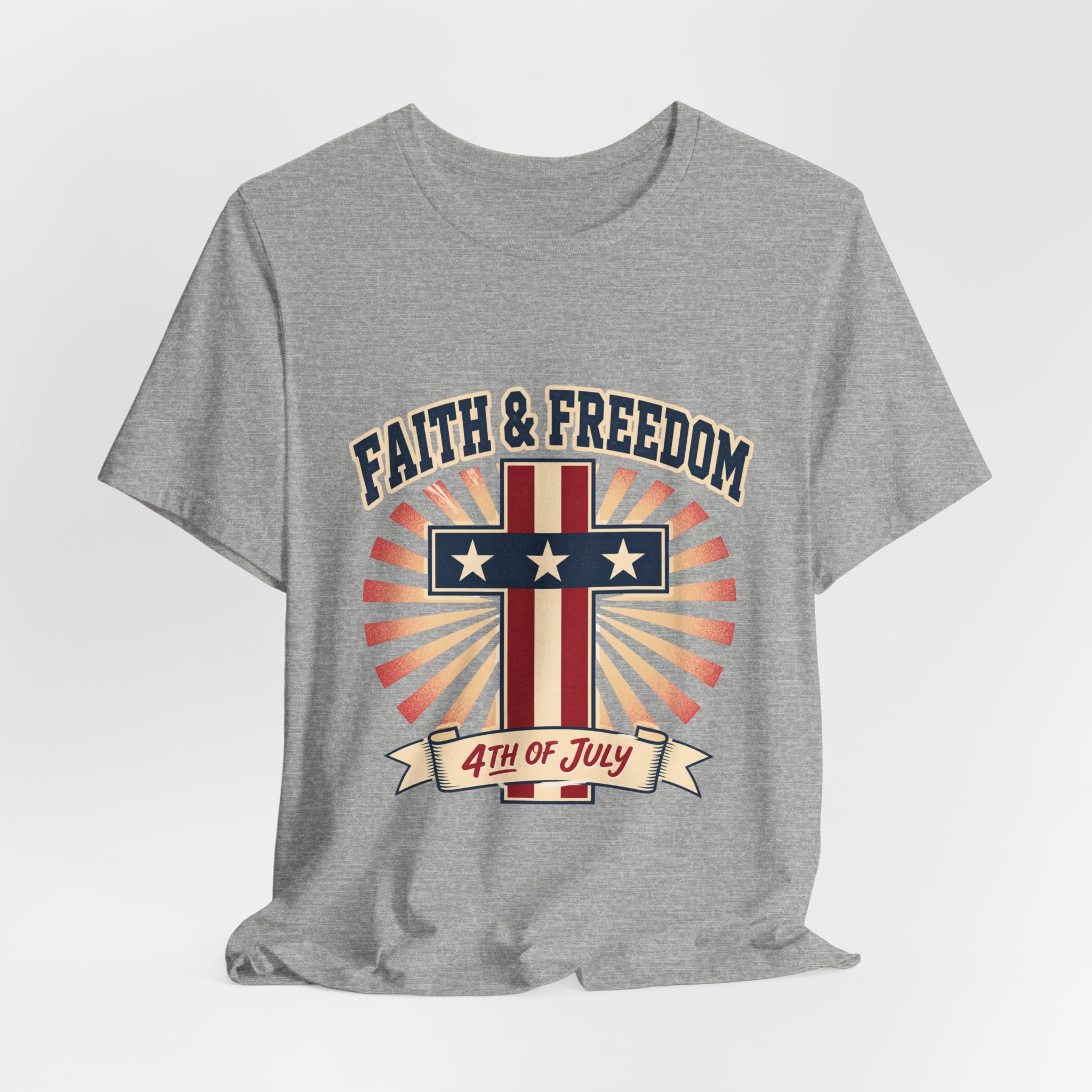 Faith & Freedom Cross Tee | Patriotic, Faith-Based July 4th Vintage Americana