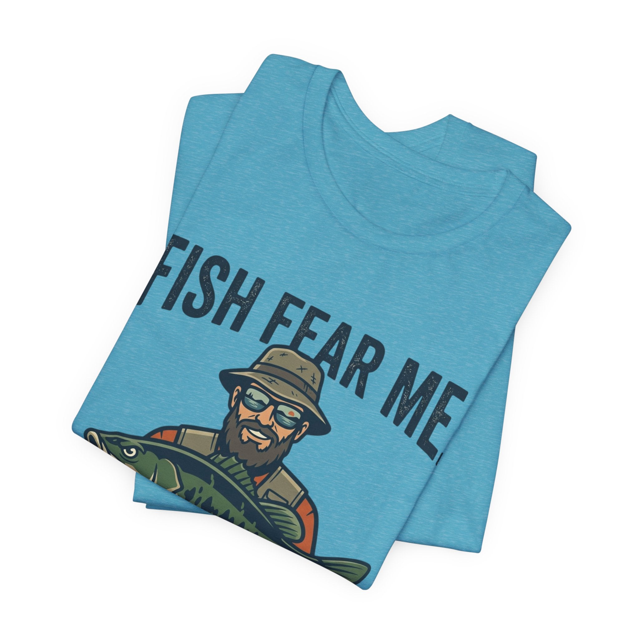 Fishing T‑Shirt — "Fish Fear Me, My Wife Tolerates Me" Funny Fisherman Tee