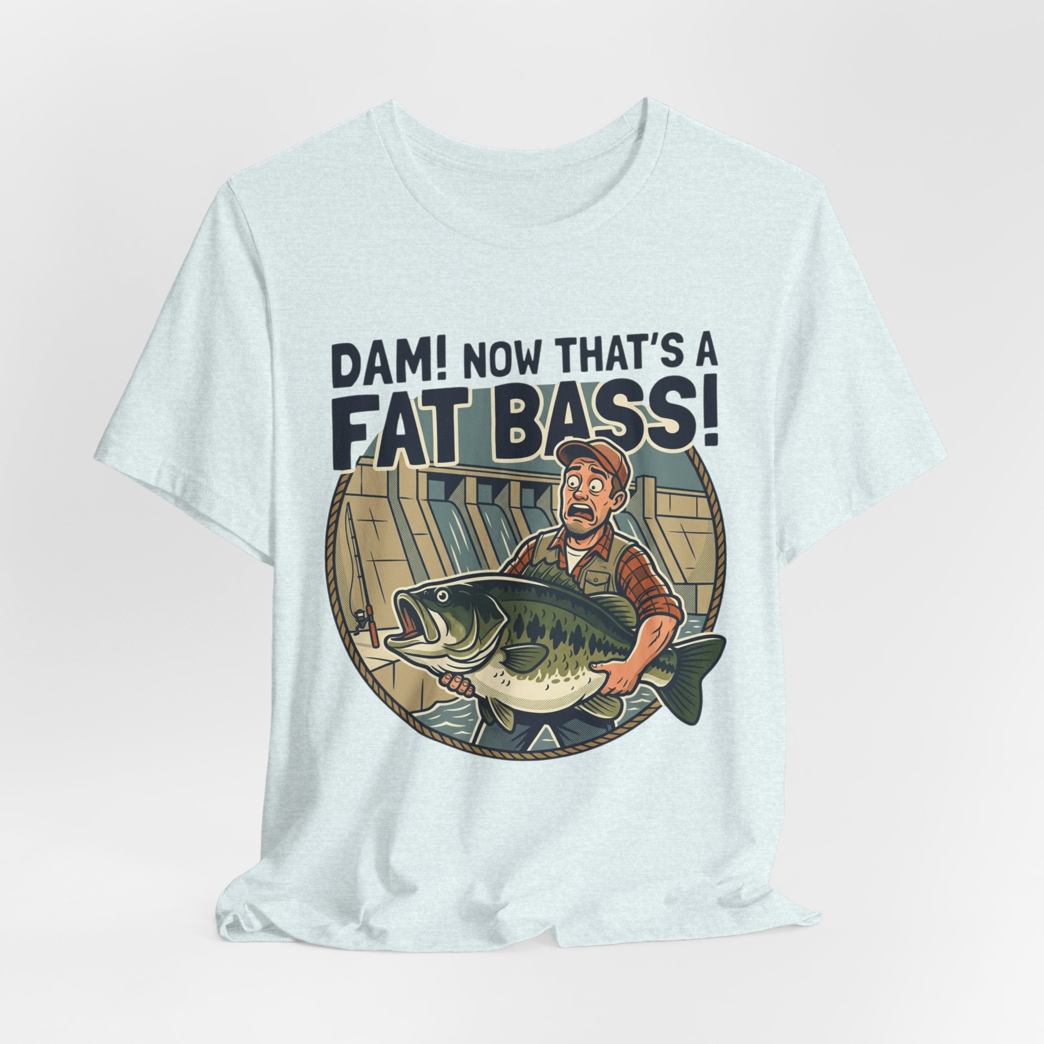 Fishing T‑Shirt – "Dam! Now That’s a Fat Bass!" Retro Angler Tee