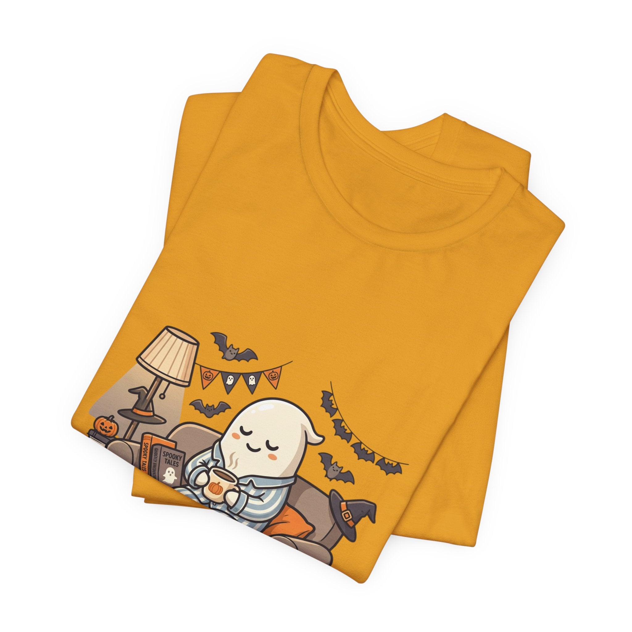 Halloween Ghost Tee — "Just Here for the Boos" Cute Spooky Graphic Shirt