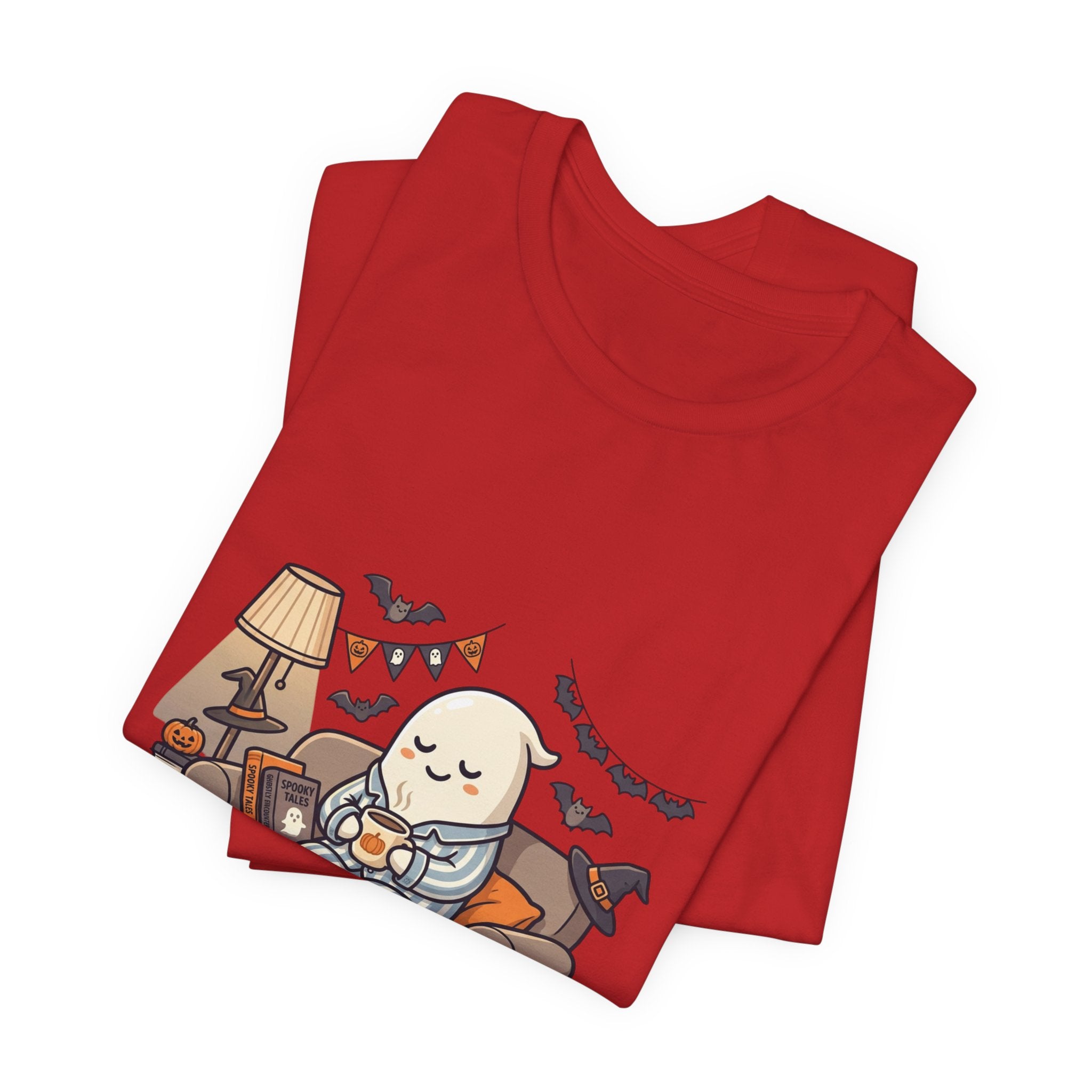 Halloween Ghost Tee — "Just Here for the Boos" Cute Spooky Graphic Shirt