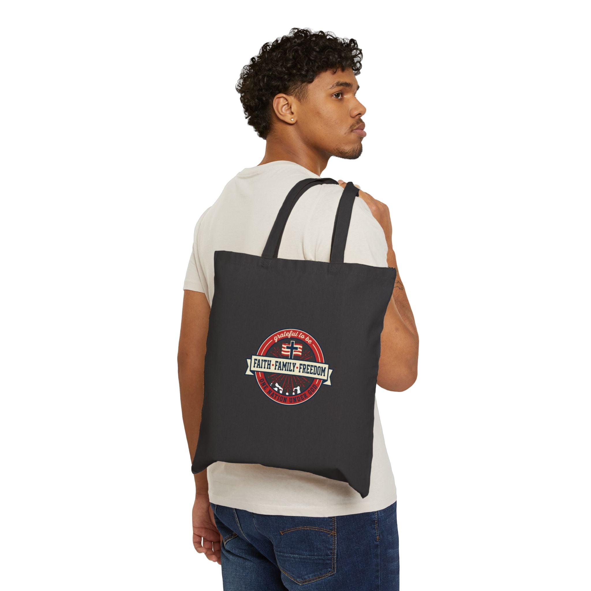 Faith Family Freedom Tote | Patriotic, Faith-based July 4th Vintage Americana