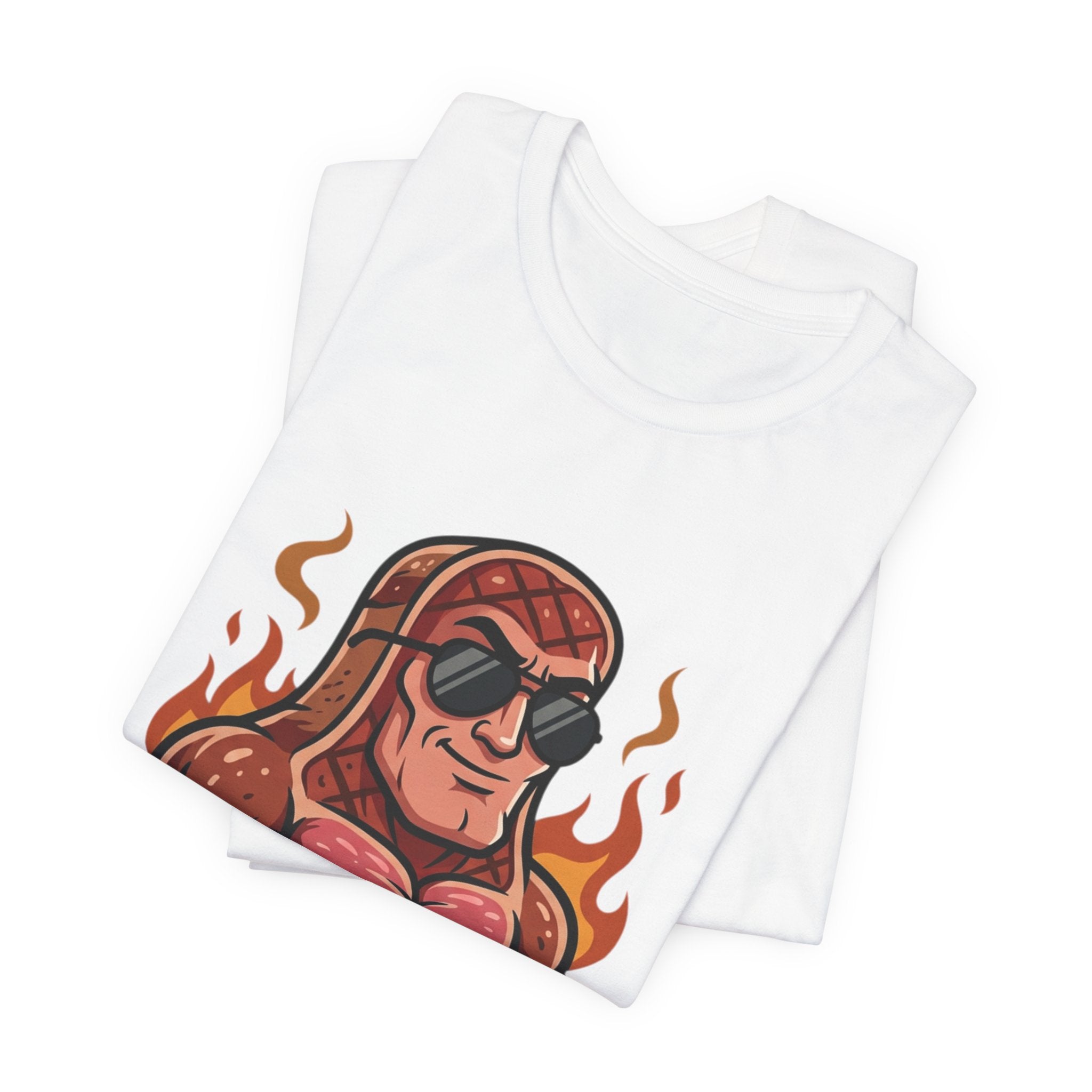 Grillin' Muscle Steak T-Shirt — Funny BBQ Meat Mascot Tee