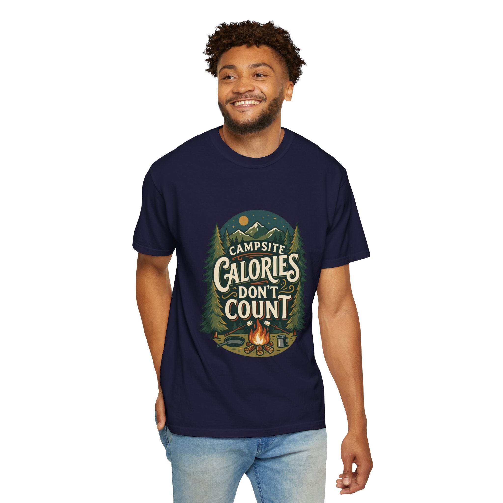 Campsite Calories Don’t Count Graphic T-Shirt — Camping Campfire Outdoors Tee