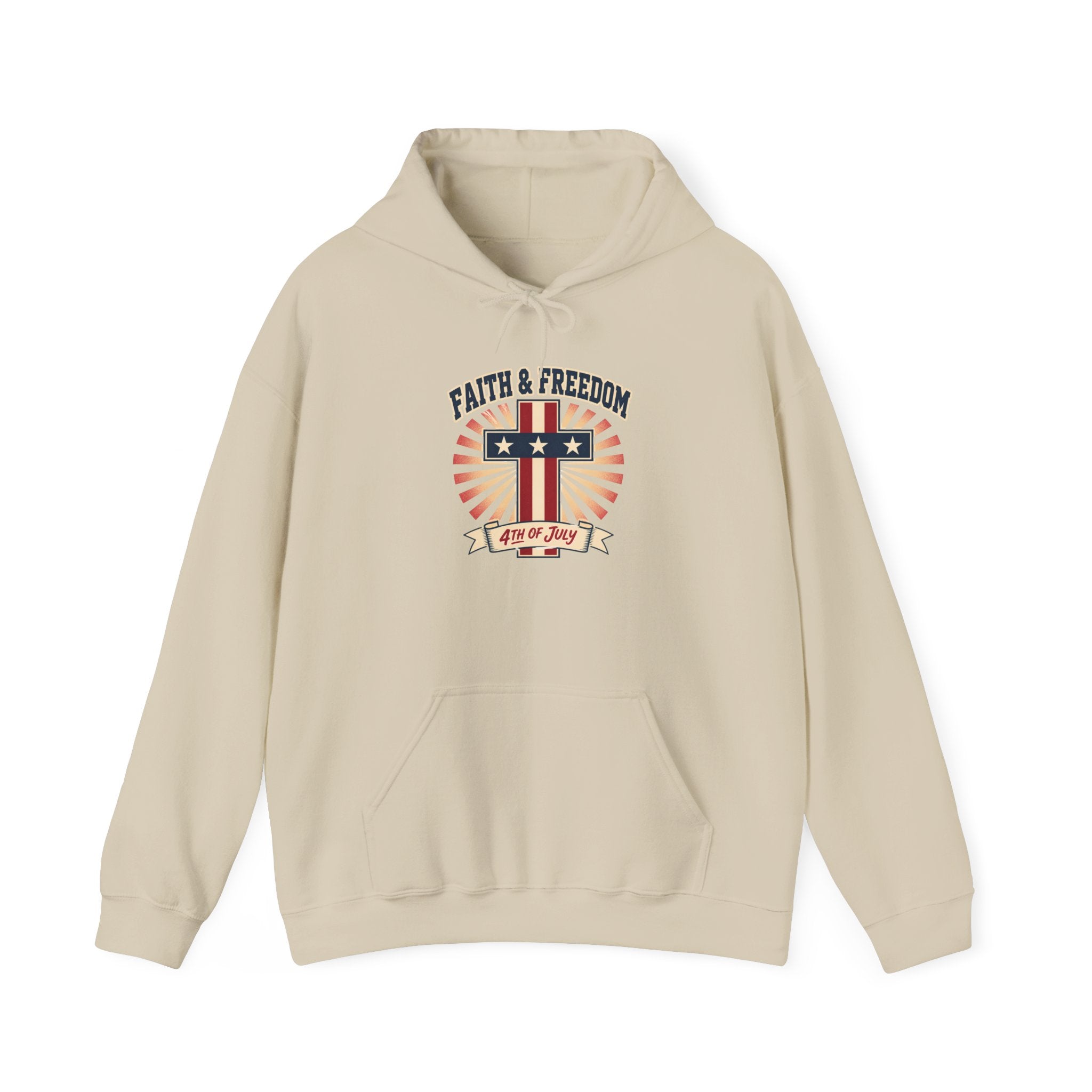 Faith & Freedom Retro Patriotic Hoodie | faith-based July 4th liberty