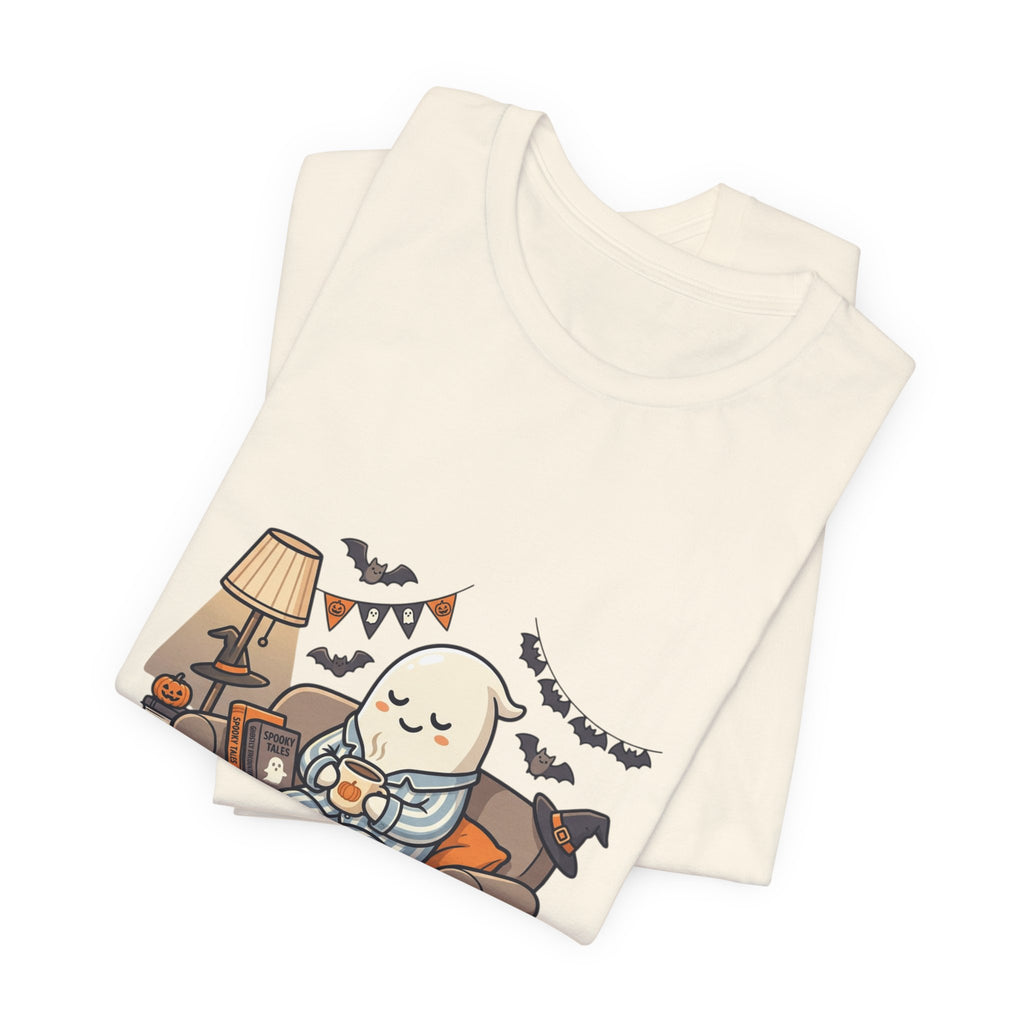 Halloween Ghost Tee — "Just Here for the Boos" Cute Spooky Graphic Shirt