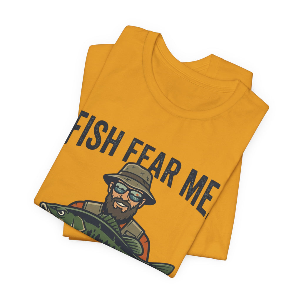 Fishing T‑Shirt — "Fish Fear Me, My Wife Tolerates Me" Funny Fisherman Tee