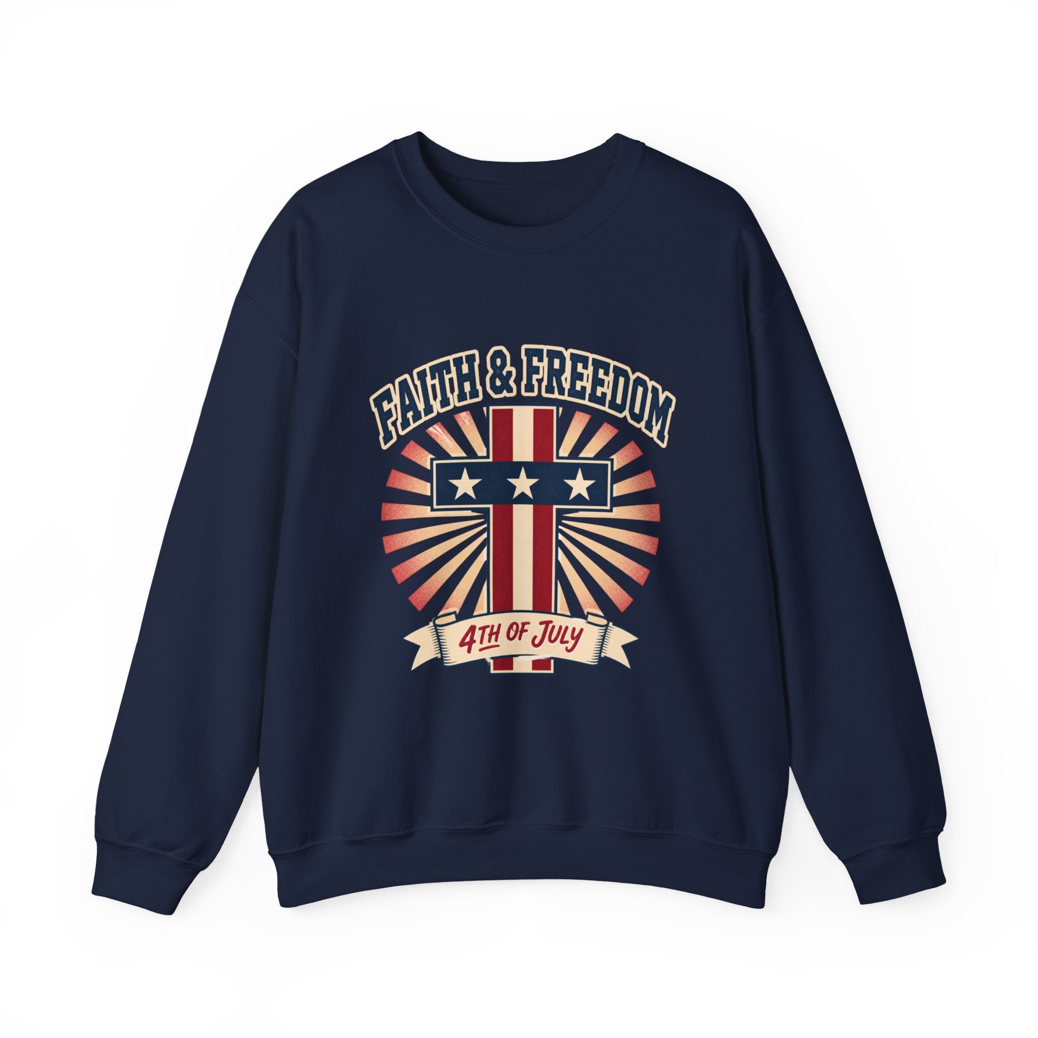 Faith & Freedom Cross Crewneck Sweatshirt | patriotic, vintage Americana