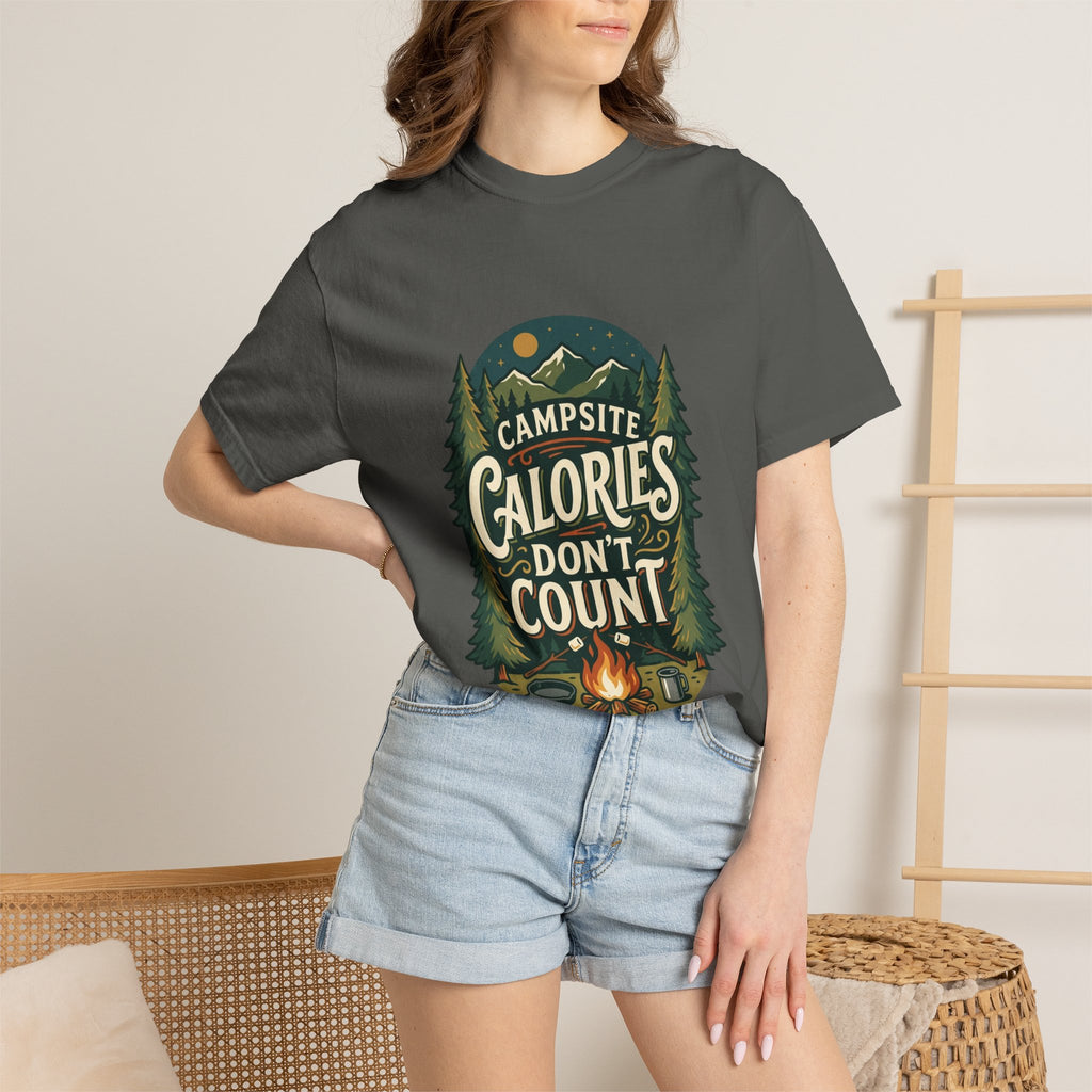 Campsite Calories Don’t Count Graphic T-Shirt — Camping Campfire Outdoors Tee