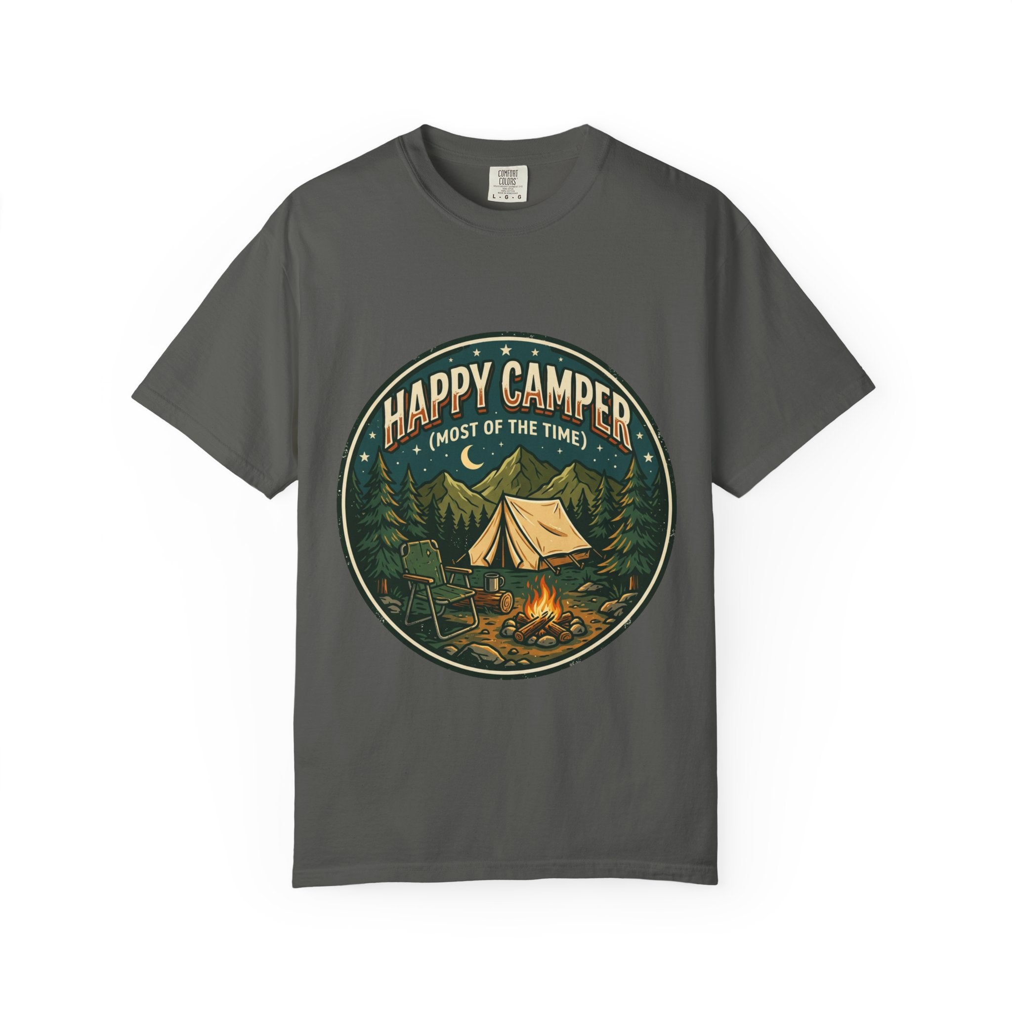 Happy Camper T-Shirt — Campfire Tent Graphic Tee