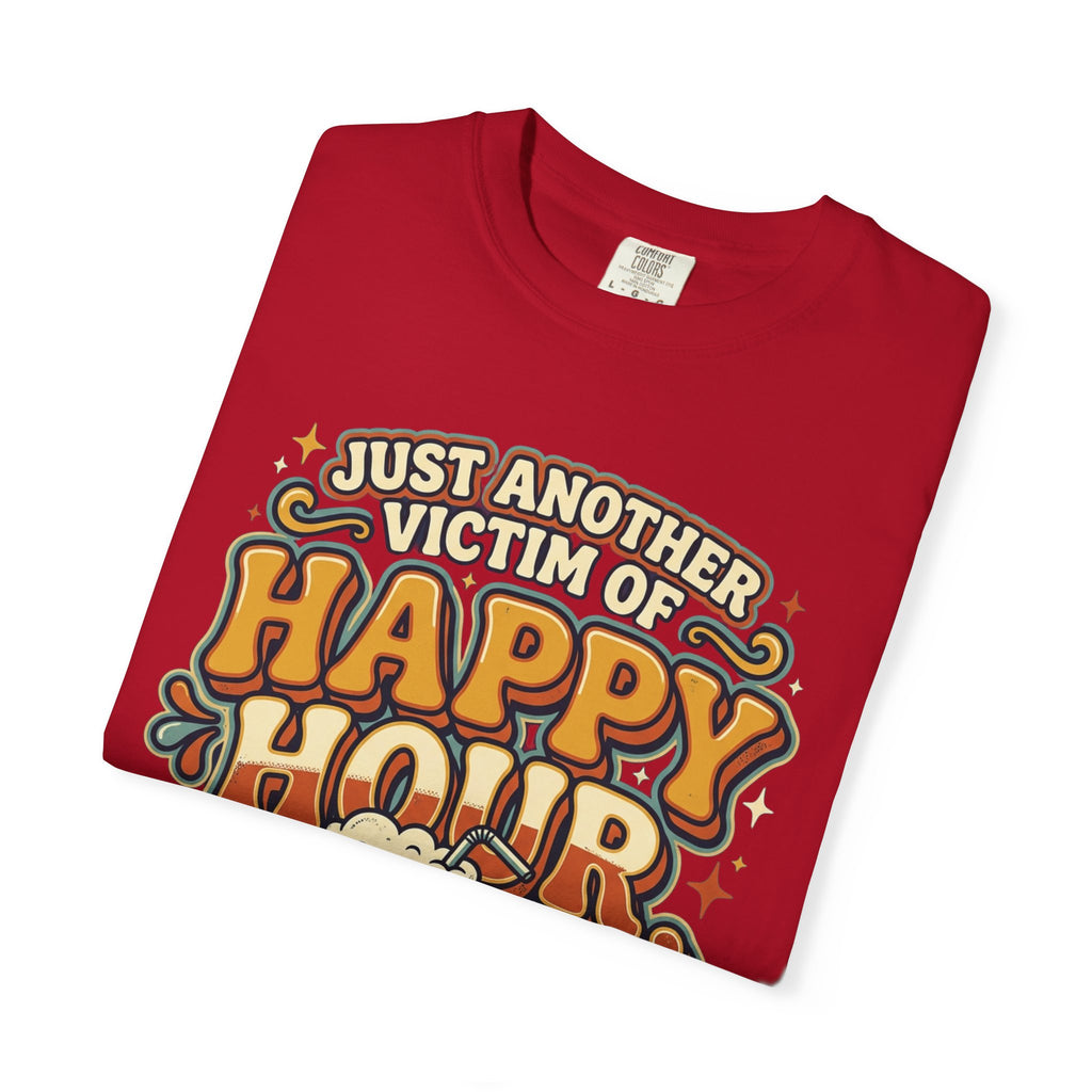 Happy Hour T-Shirt — "Just Another Victim of Happy Hour" Funny Bar Tee