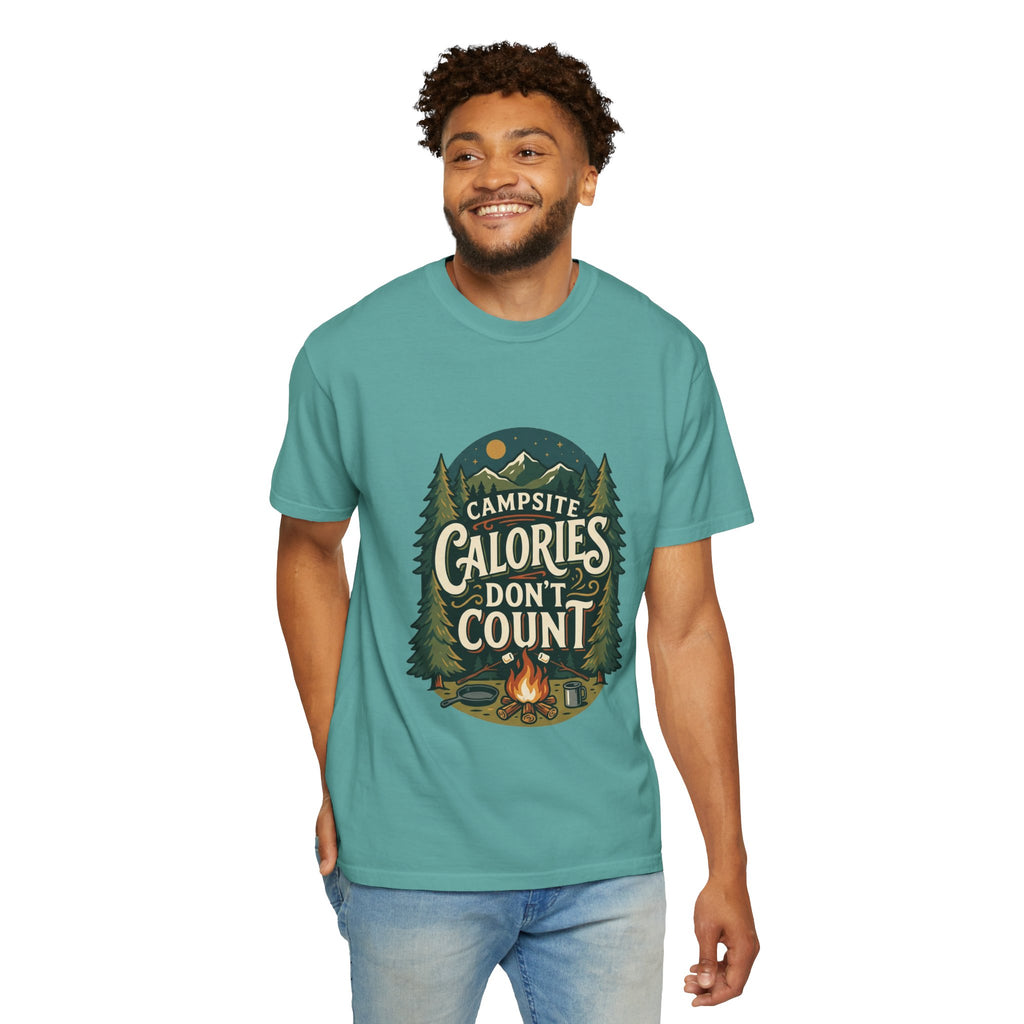 Campsite Calories Don’t Count Graphic T-Shirt — Camping Campfire Outdoors Tee
