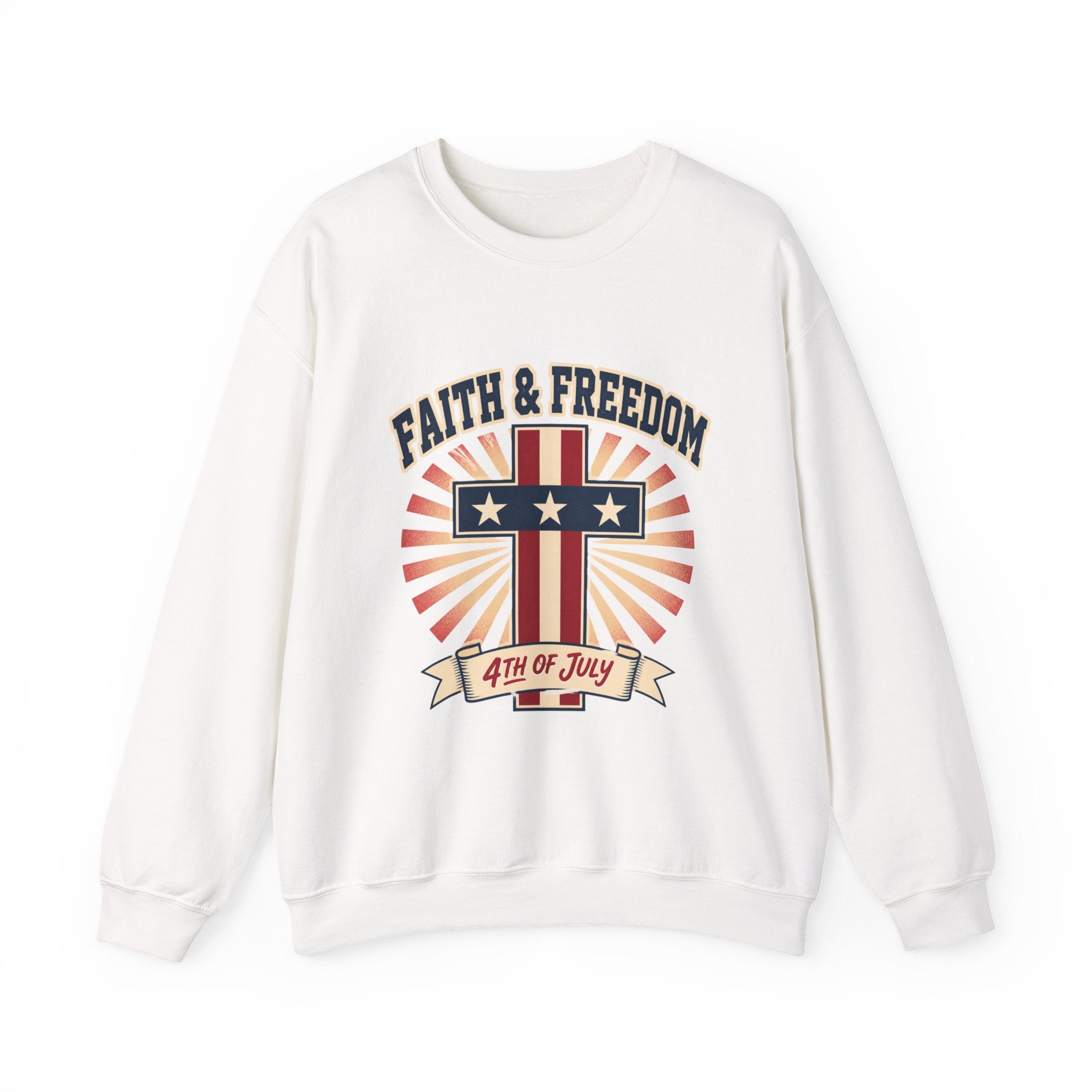 Faith & Freedom Cross Crewneck Sweatshirt | patriotic, vintage Americana