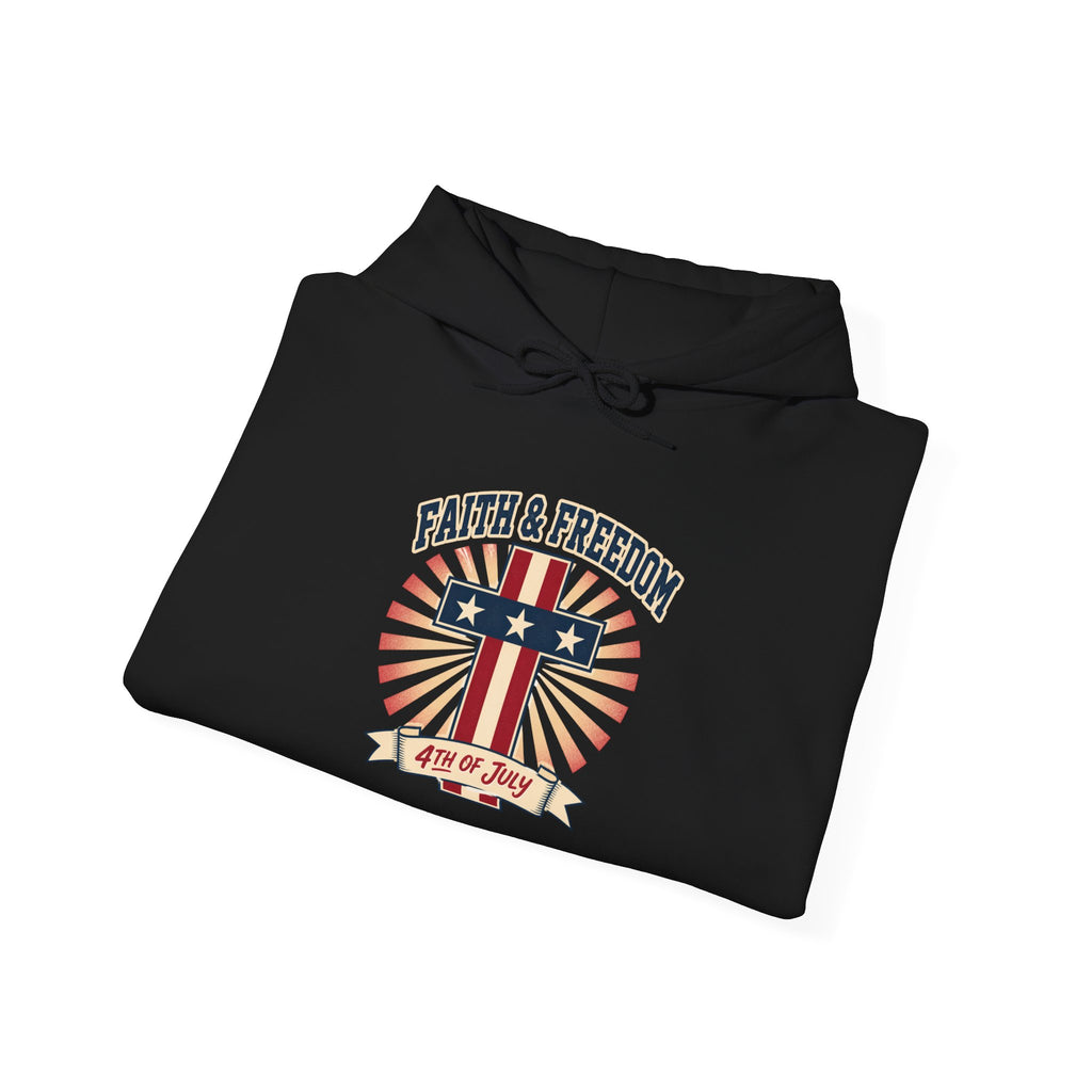 Faith & Freedom Retro Patriotic Hoodie | faith-based July 4th liberty