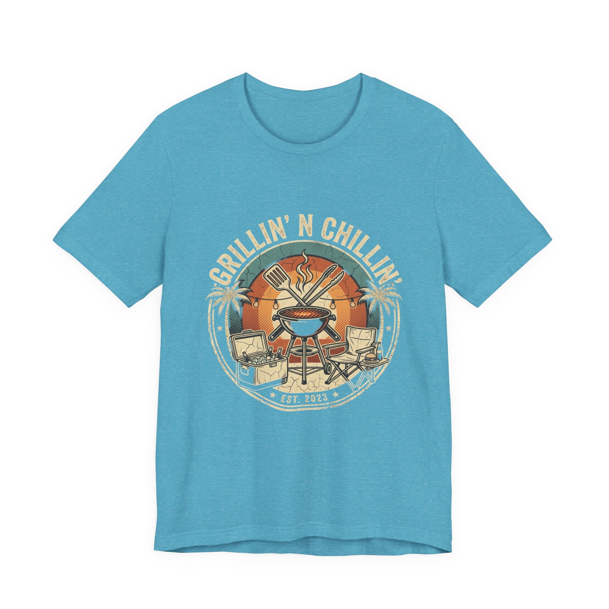 Grillin' N Chillin' T-Shirt - Vintage BBQ Grill Tee for Summer Cookouts