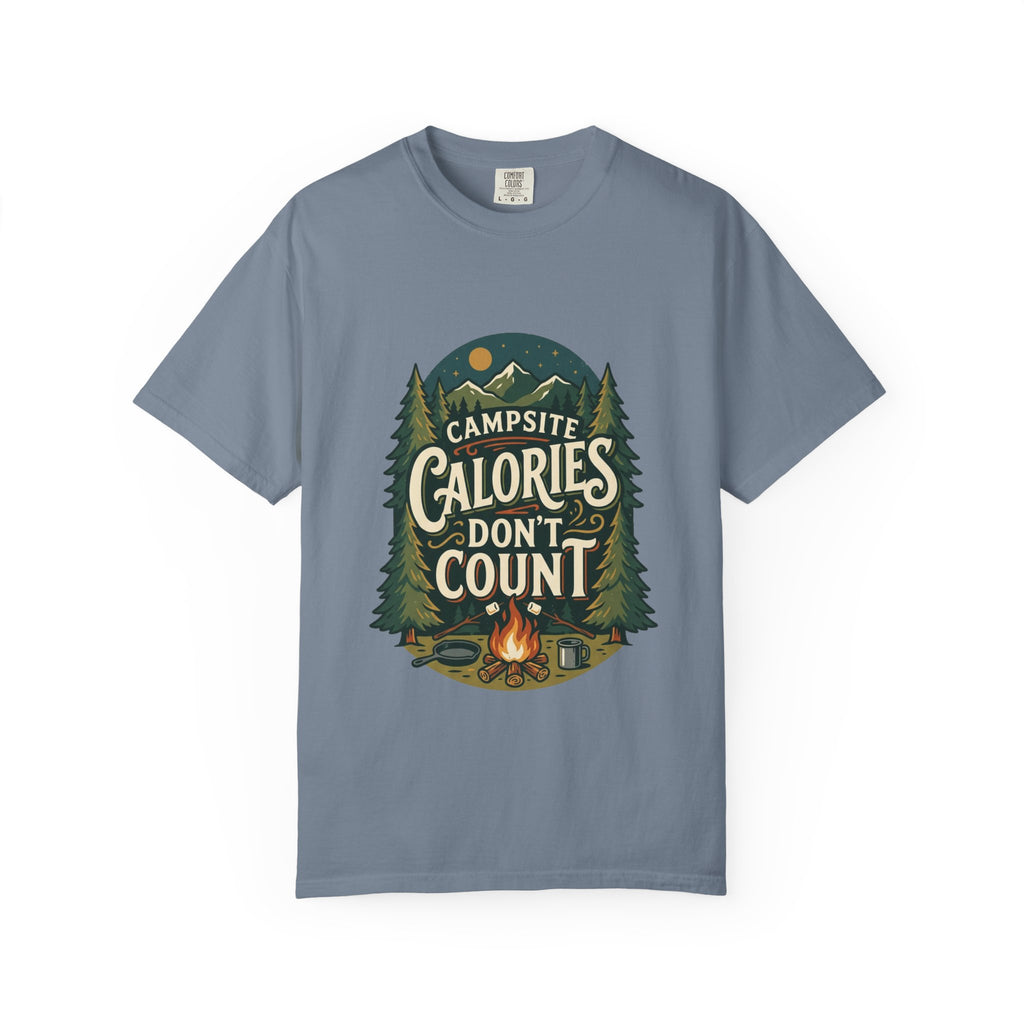 Campsite Calories Don’t Count Graphic T-Shirt — Camping Campfire Outdoors Tee