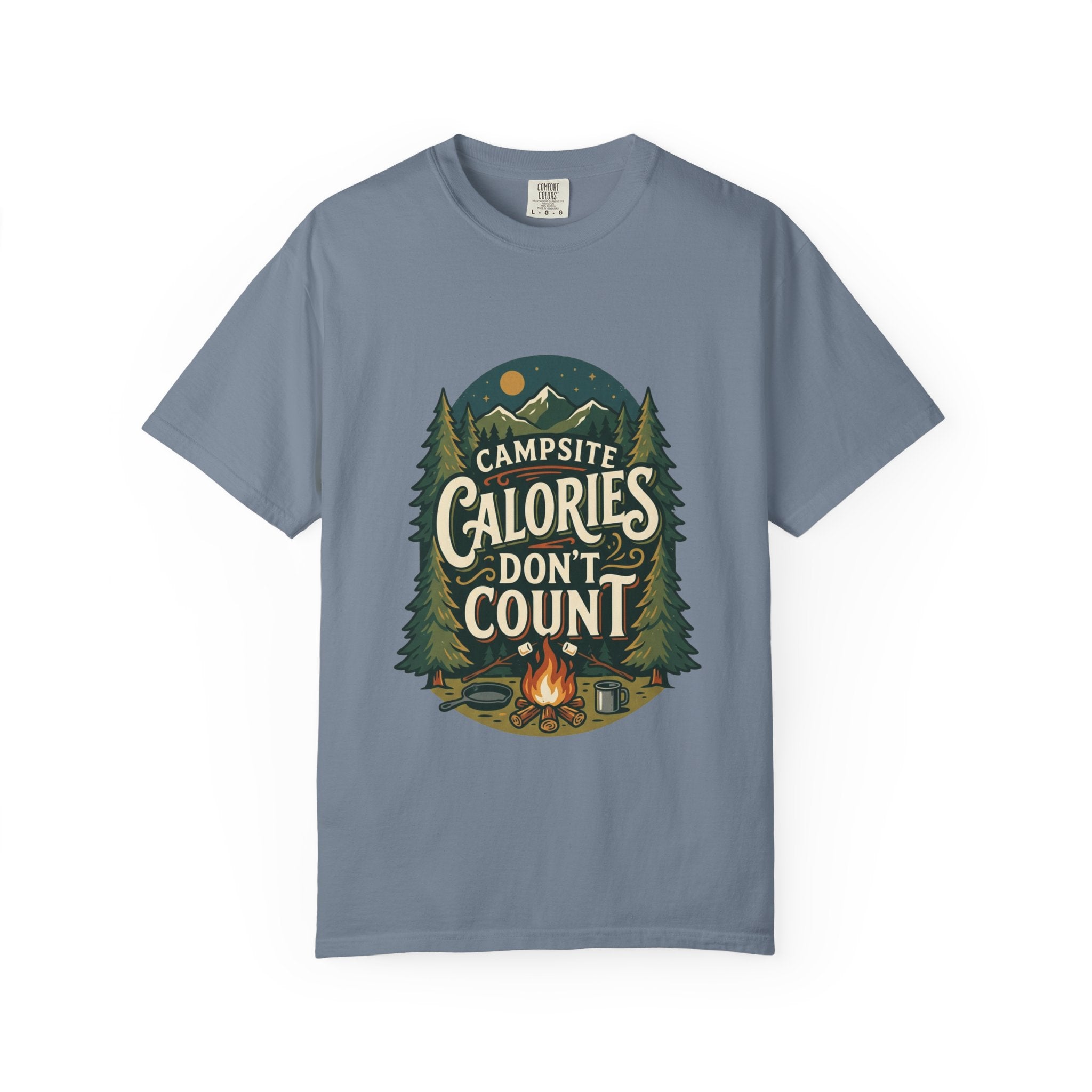 Campsite Calories Don’t Count Graphic T-Shirt — Camping Campfire Outdoors Tee