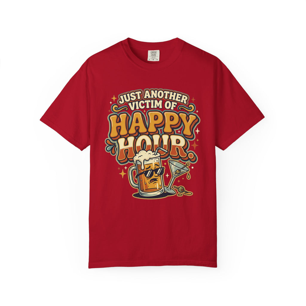 Happy Hour T-Shirt — "Just Another Victim of Happy Hour" Funny Bar Tee