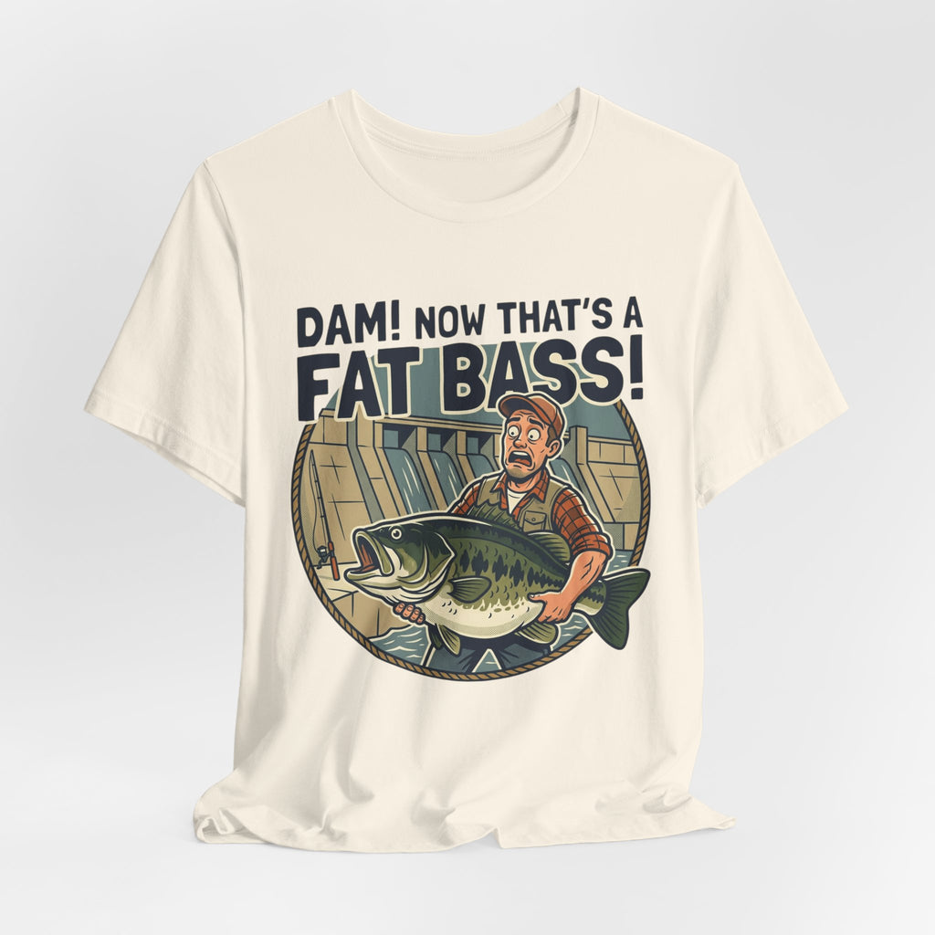 Fishing T‑Shirt – "Dam! Now That’s a Fat Bass!" Retro Angler Tee