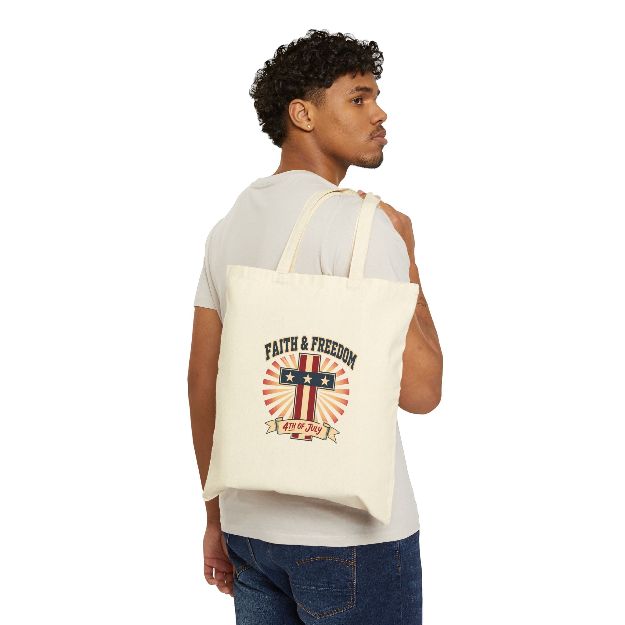 Faith & Freedom Retro Patriotic Tote | July 4th, vintage Americana