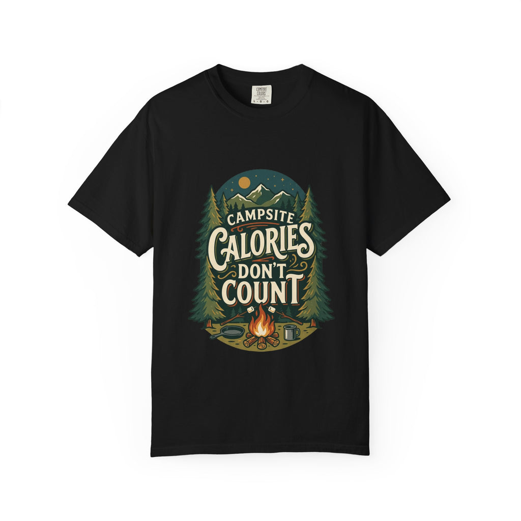 Campsite Calories Don’t Count Graphic T-Shirt — Camping Campfire Outdoors Tee