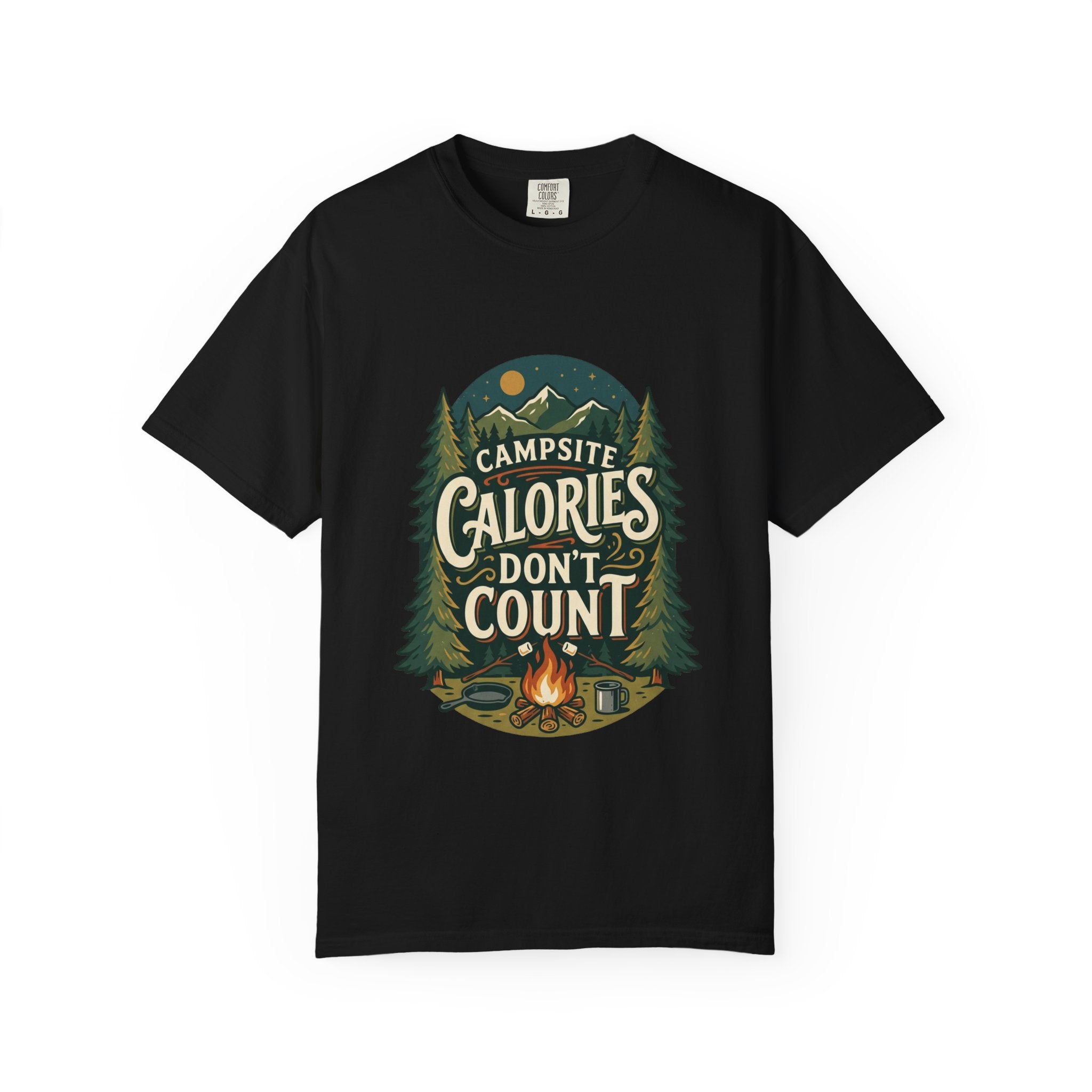 Campsite Calories Don’t Count Graphic T-Shirt — Camping Campfire Outdoors Tee