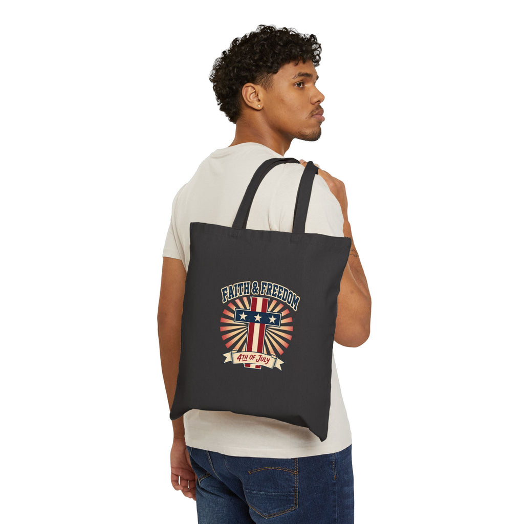Faith & Freedom Retro Patriotic Tote | July 4th, vintage Americana