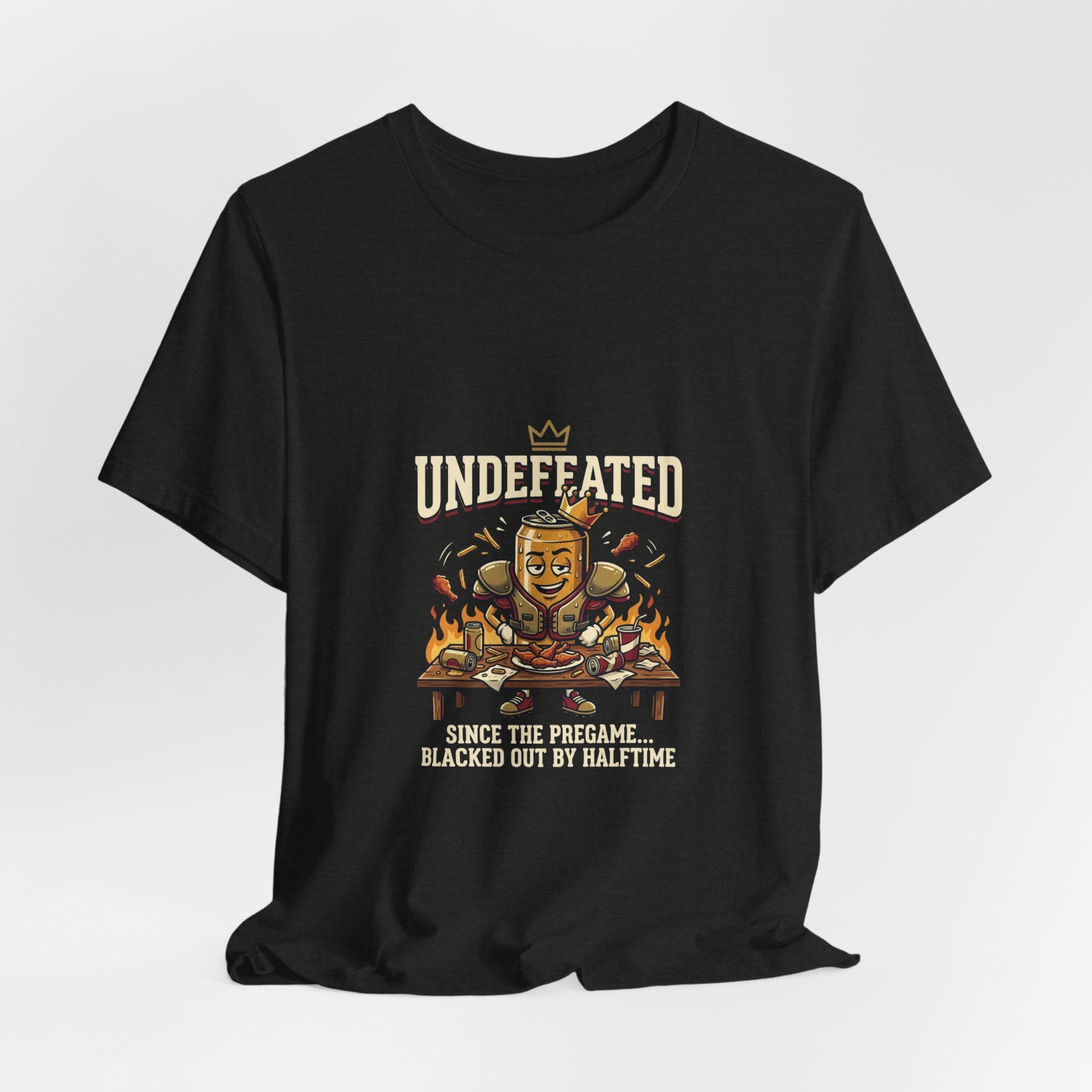 Undefeated Feast Tee — Cartoon King Dining Graphic T-Shirt